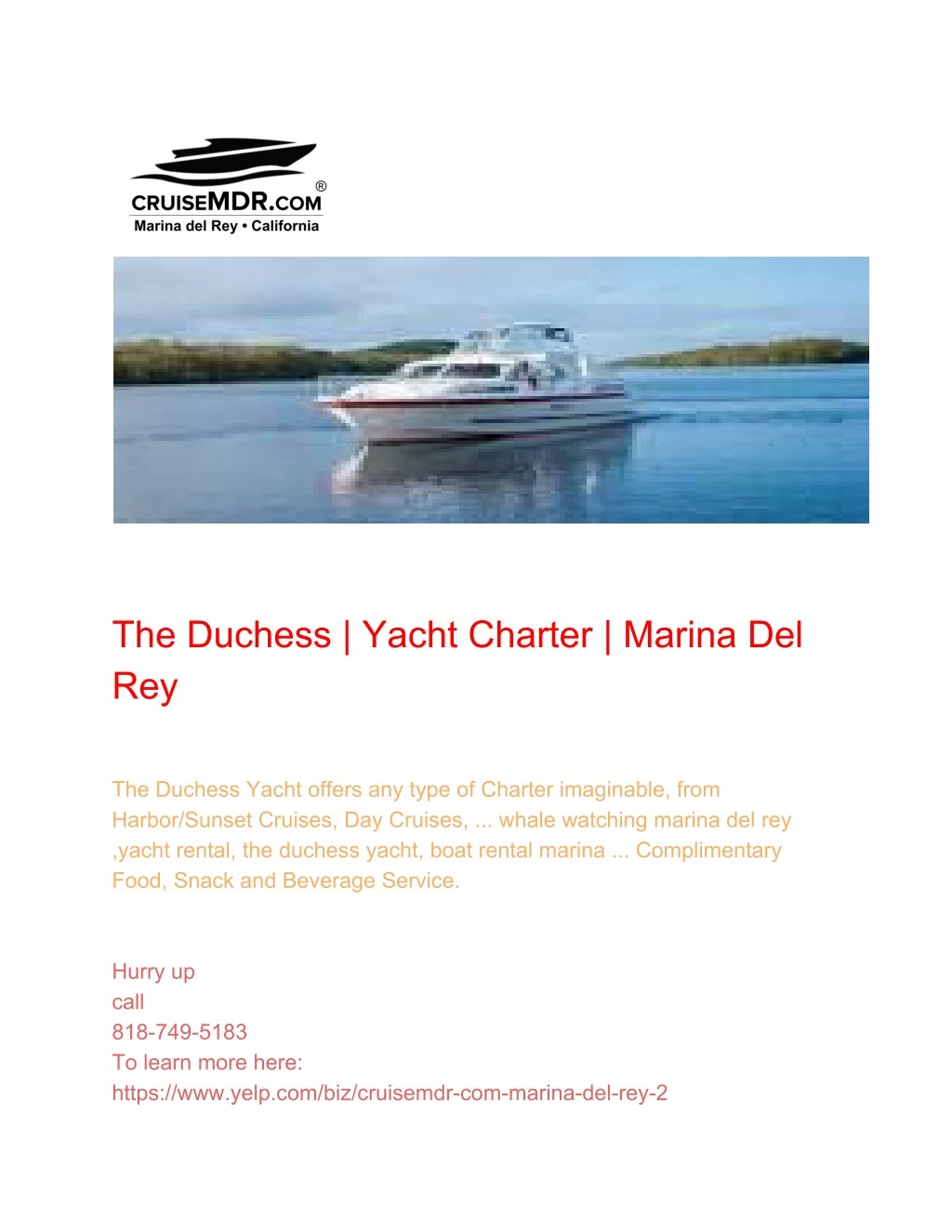 the duchess yacht charter marina n.