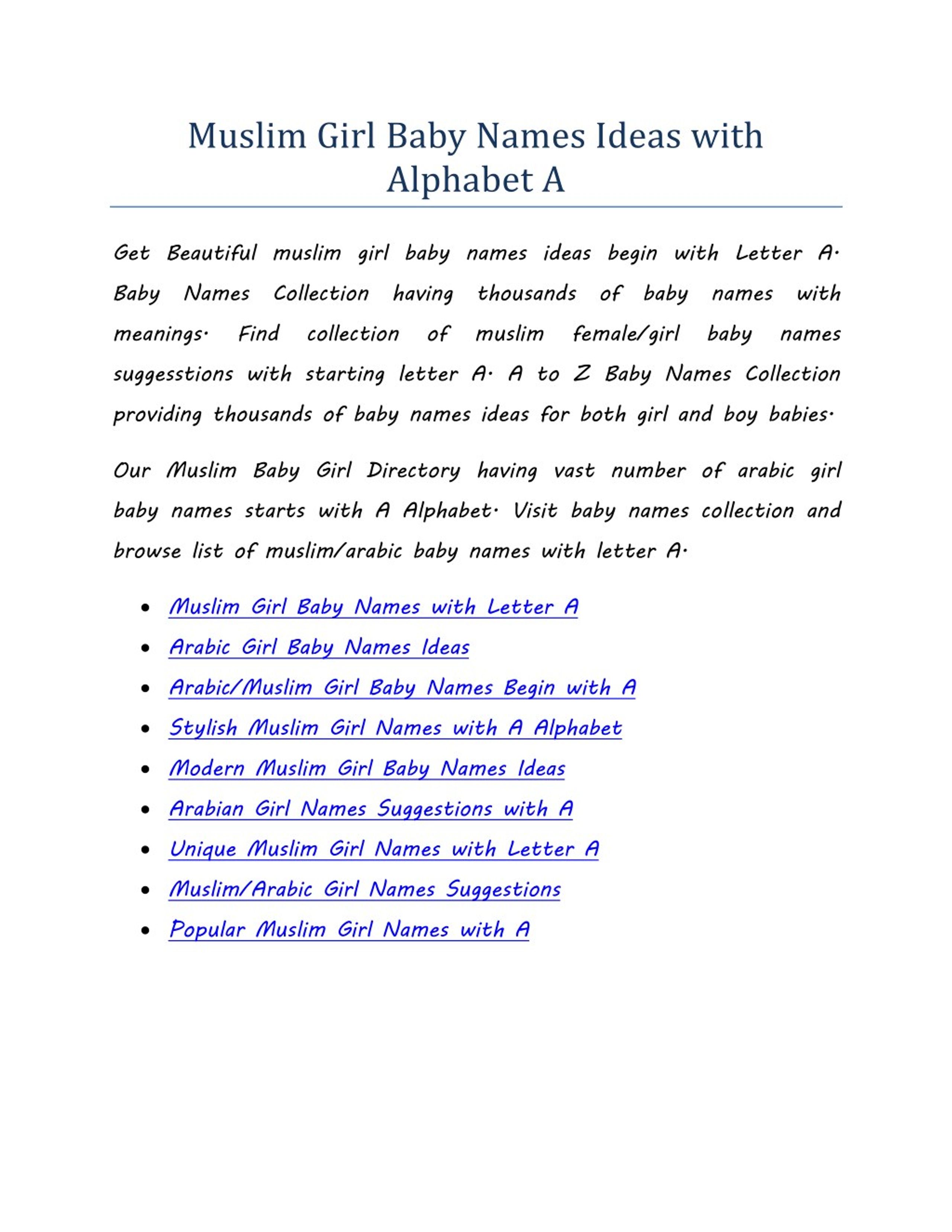 Ppt Muslim Girl Baby Names Ideas With Alphabet A Powerpoint