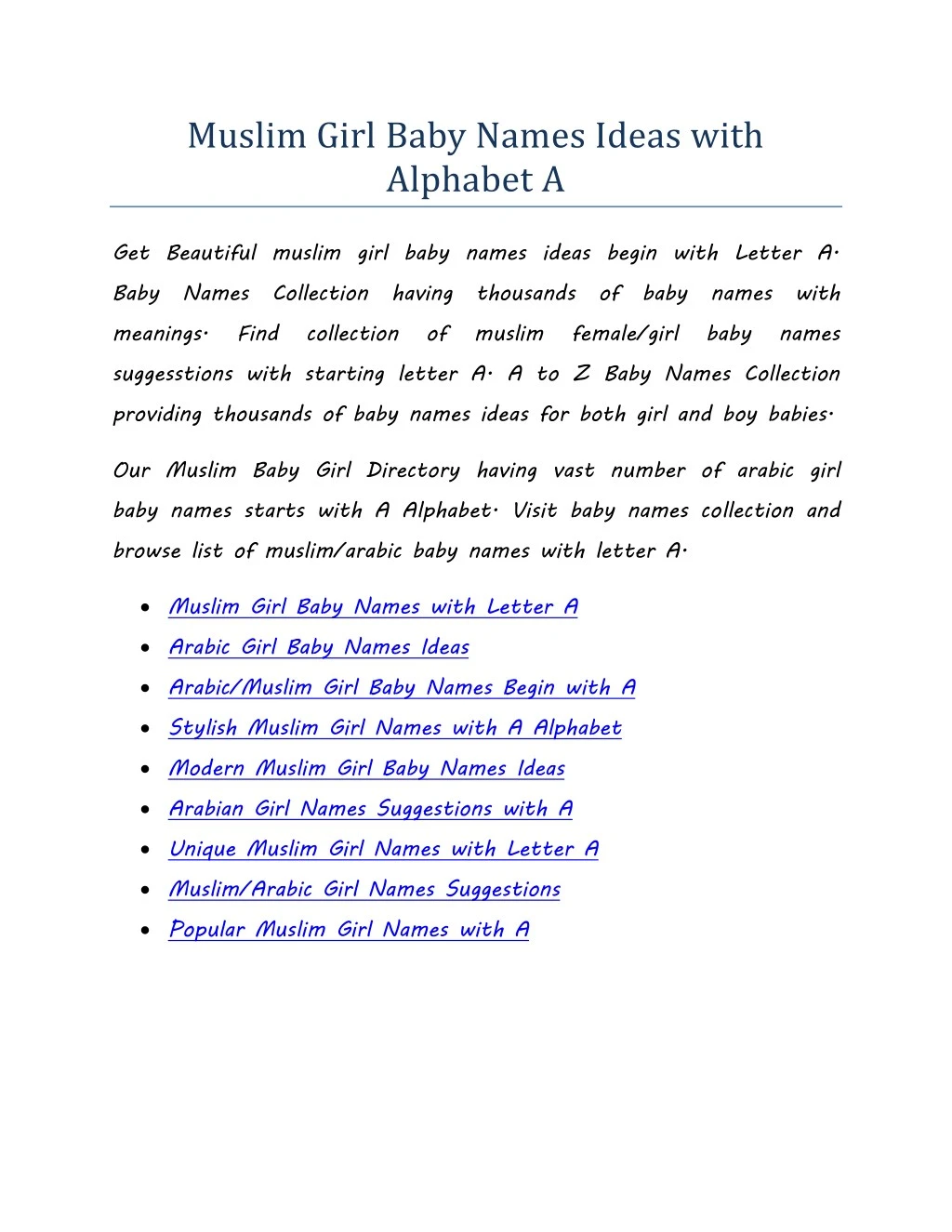 Ppt Muslim Girl Baby Names Ideas With Alphabet A Powerpoint Presentation Id 7873989