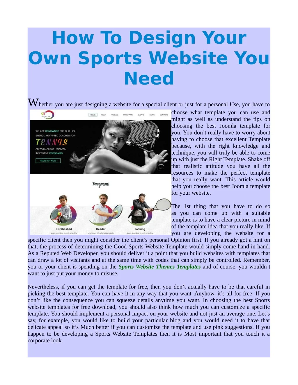 PPT - How To Design Your Own Sports Website You Need PowerPoint