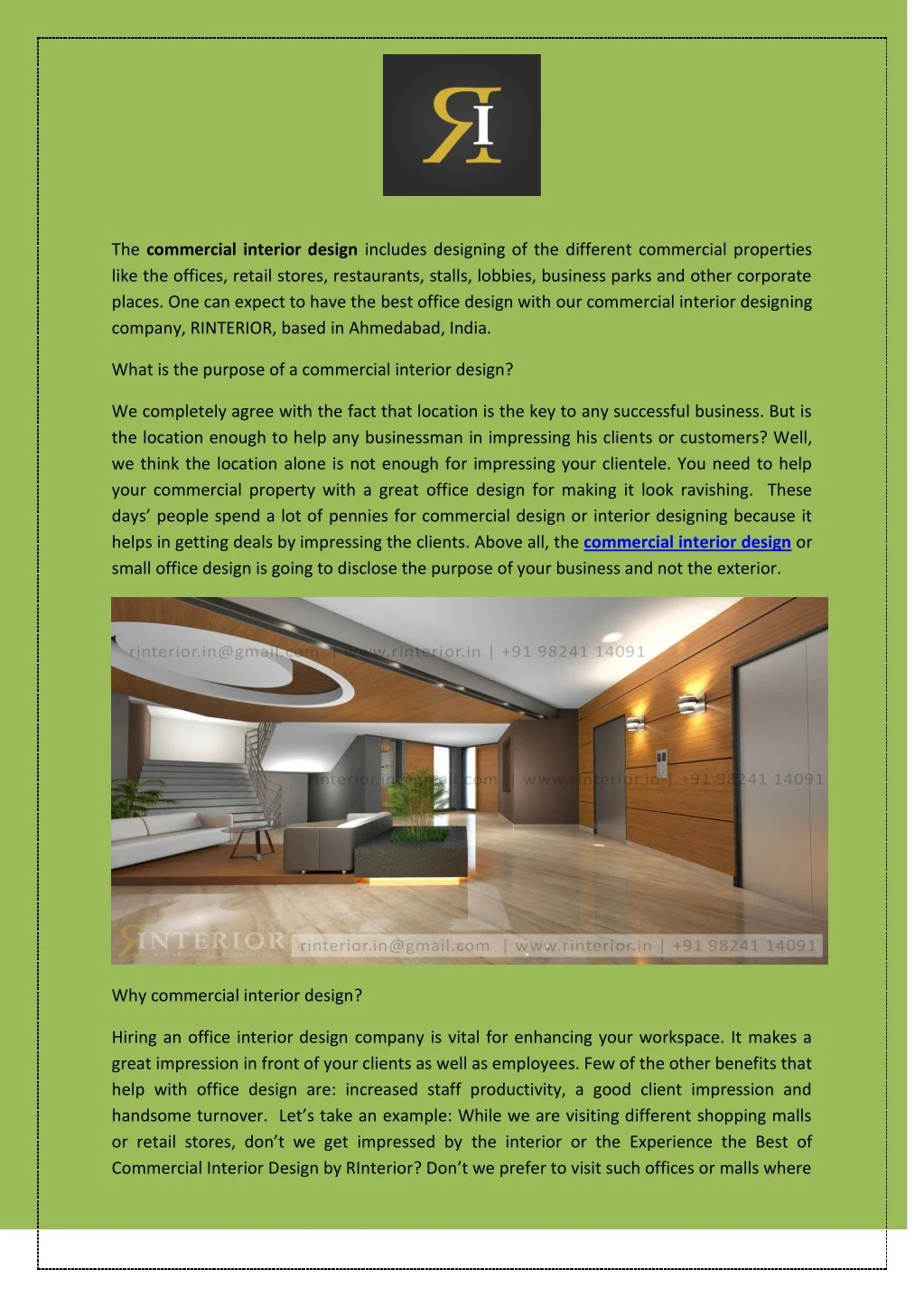the commercial interior design includes designing n.