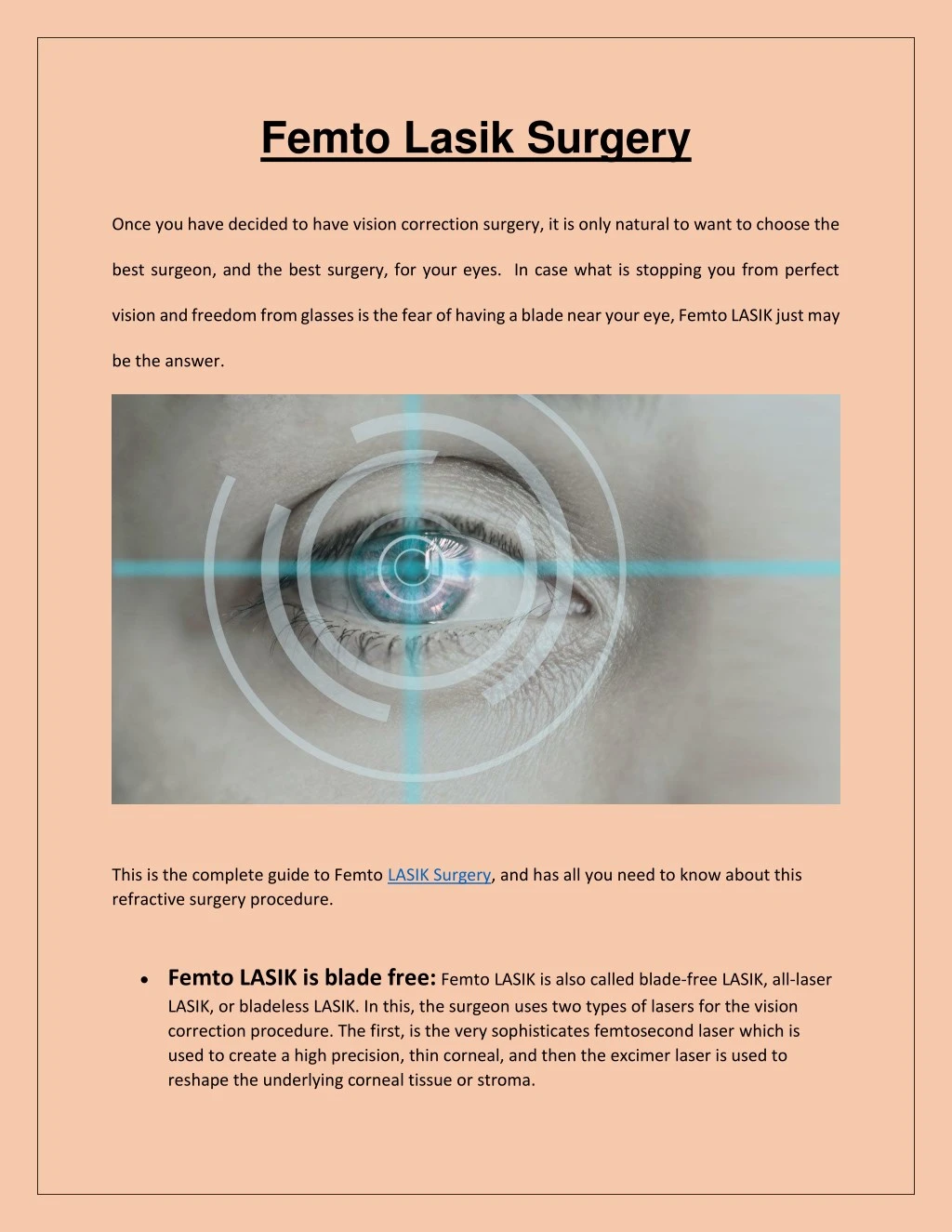 PPT - Femto LASIK Surgery | Contoura Vision India PowerPoint ...