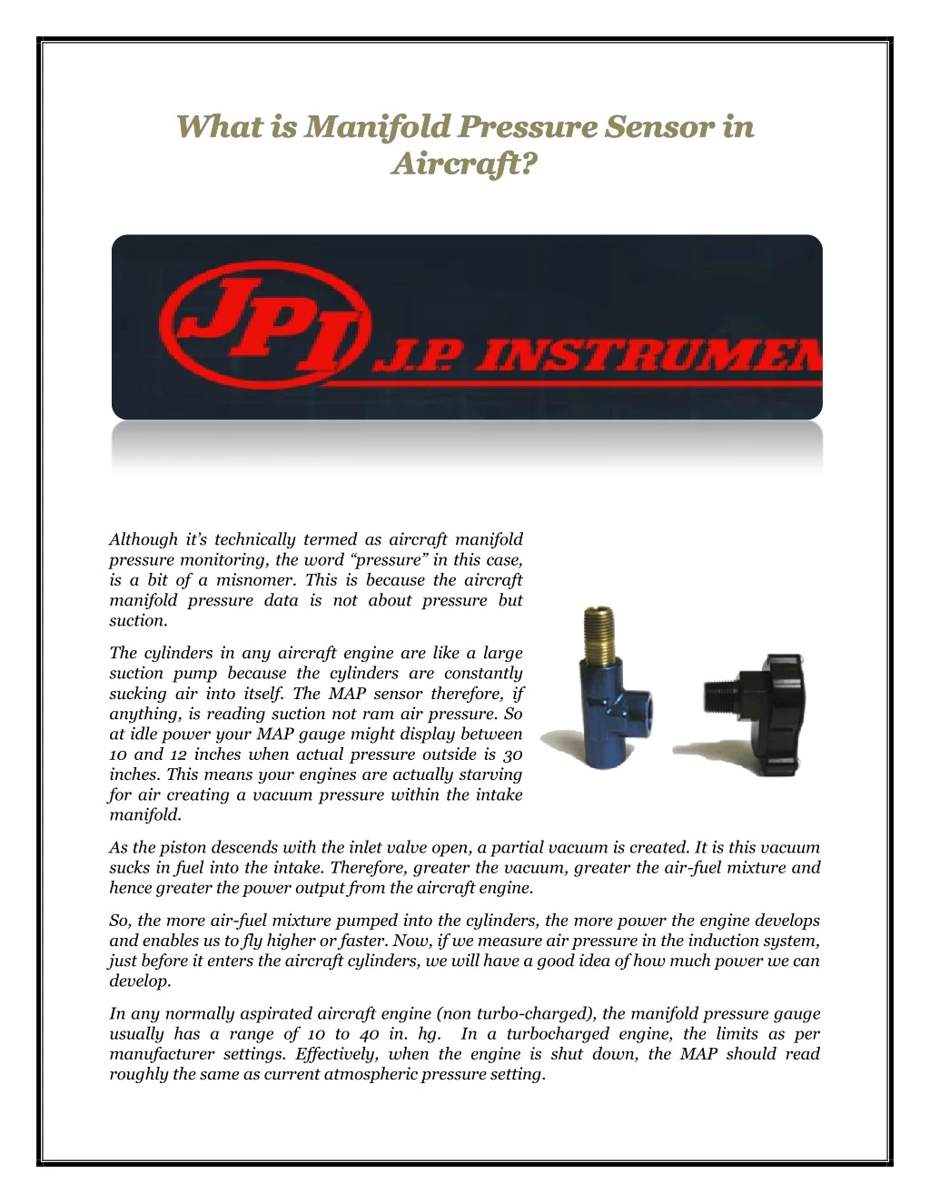 PPT What is Manifold Pressure Sensor in Aircraft PowerPoint