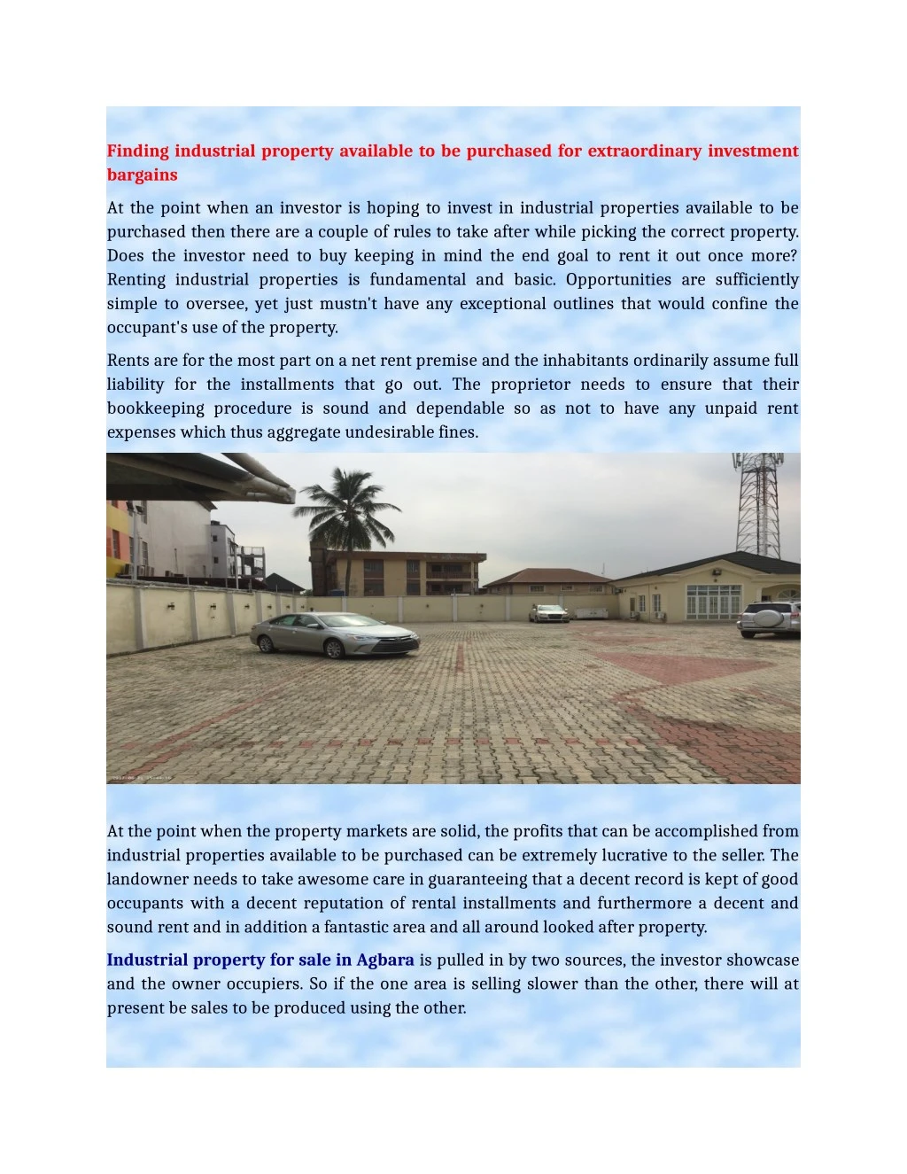 finding industrial property available n.