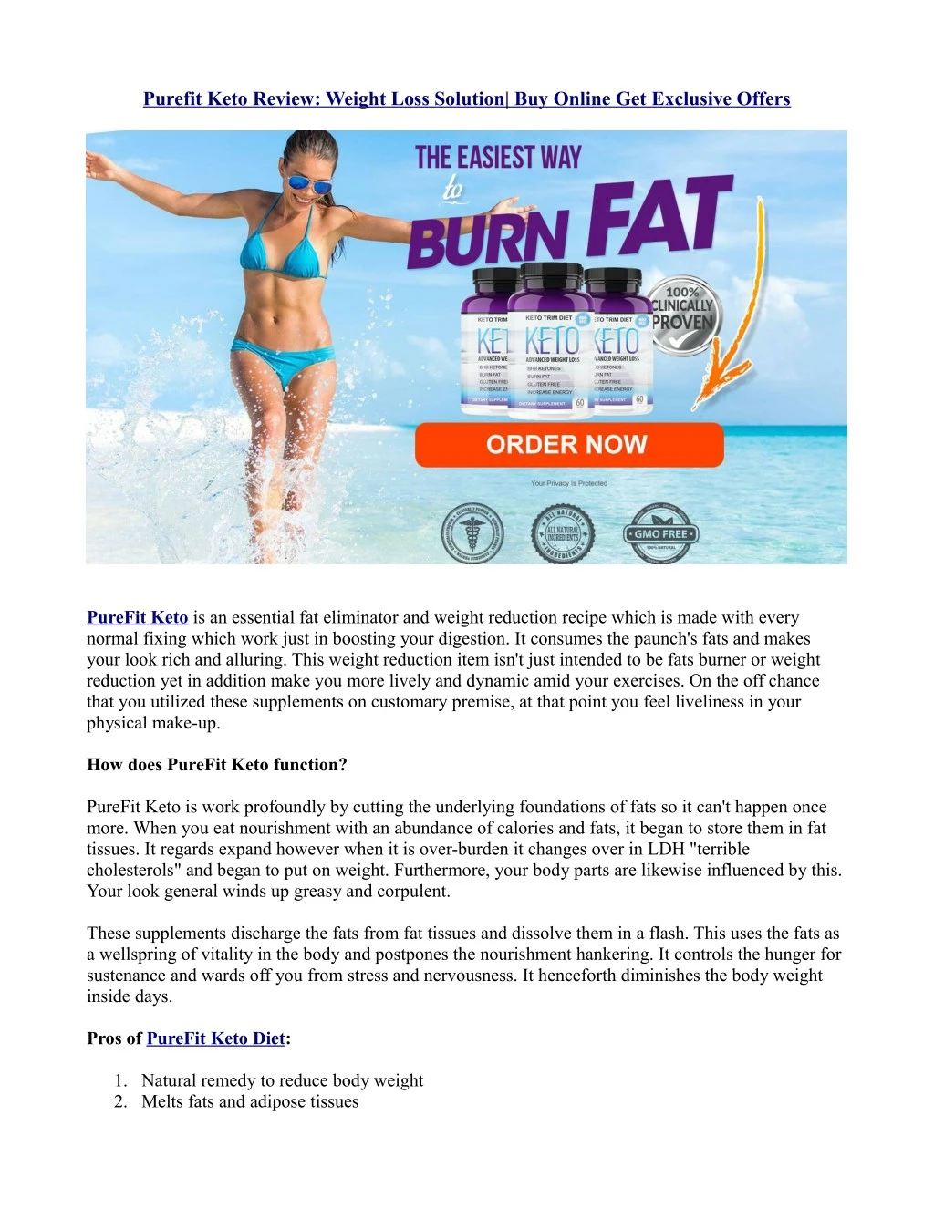 purefit keto review weight loss solution n.