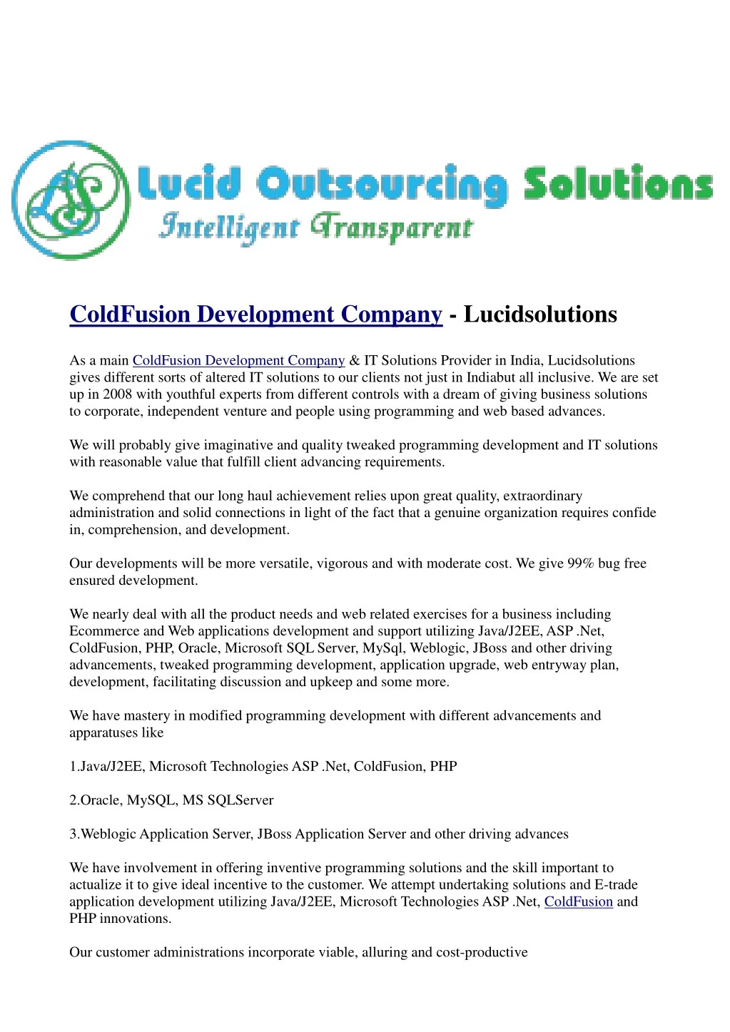 Ppt Best Coldfusion Development Company Lucidsolutions Powerpoint Presentation Id7879610 7325