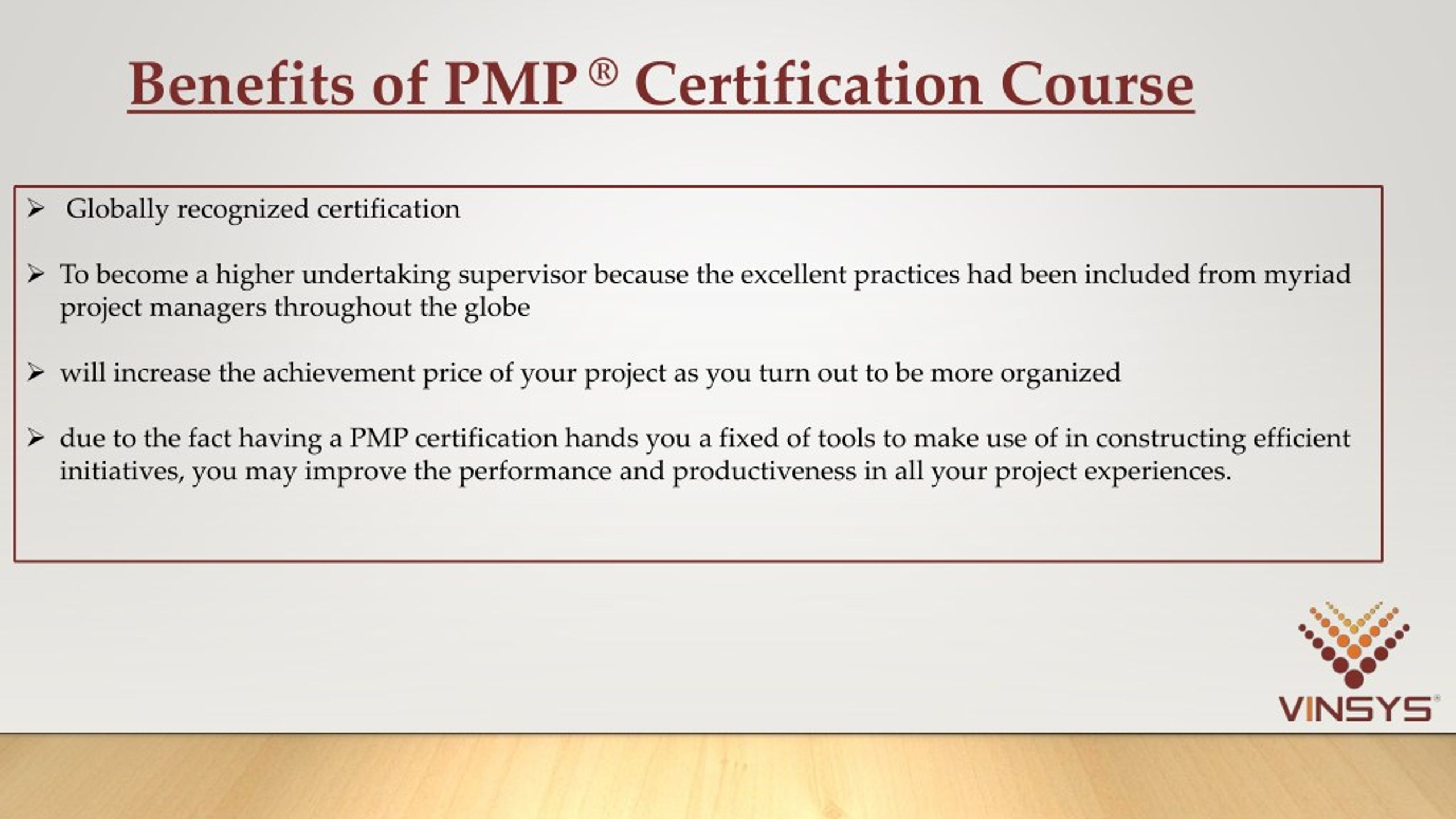 benefit of pmp class
