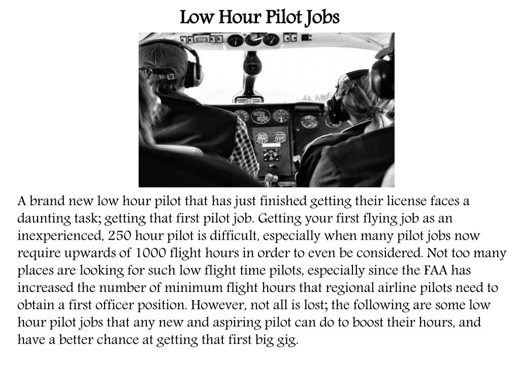 low flight time pilot jobs