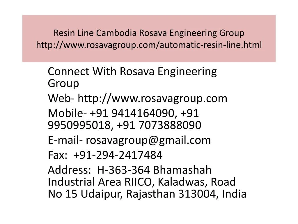 resin line cambodia rosava engineering group http www rosavagroup com automatic resin line html n.
