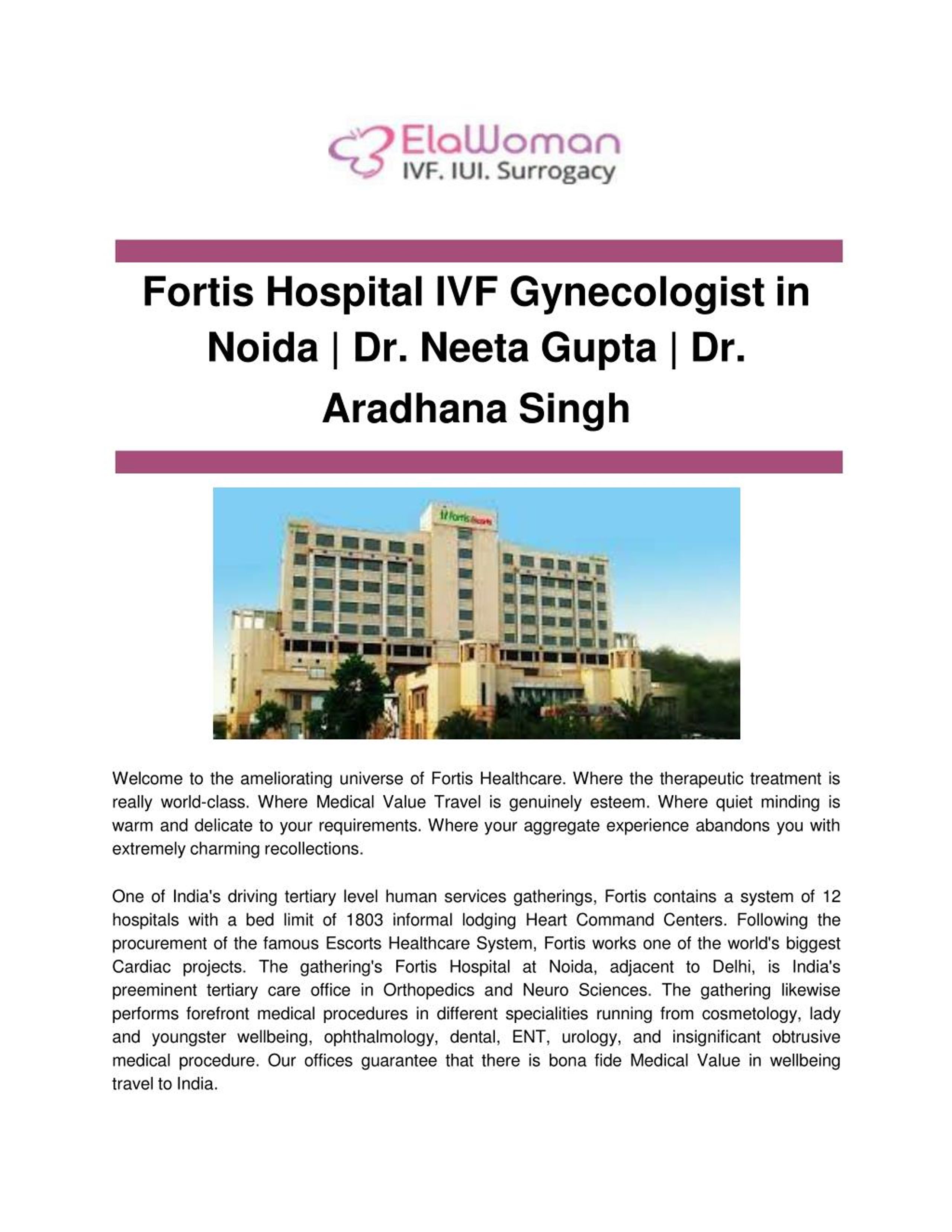 PPT - Fortis Hospital IVF Gynecologist in Noida _ Dr. Neeta Gupta _ Dr ...