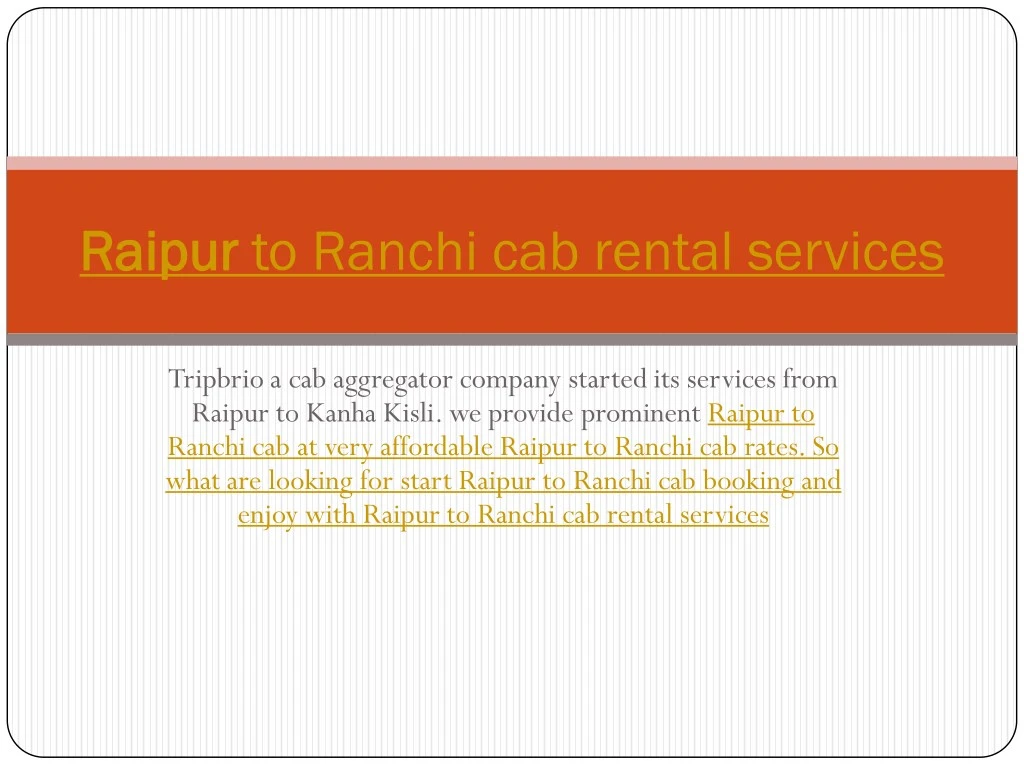 raipur raipur to ranchi cab rental services n.