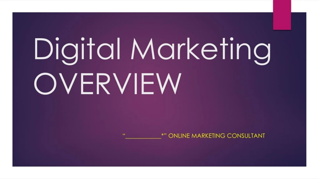 digital marketing overview n.
