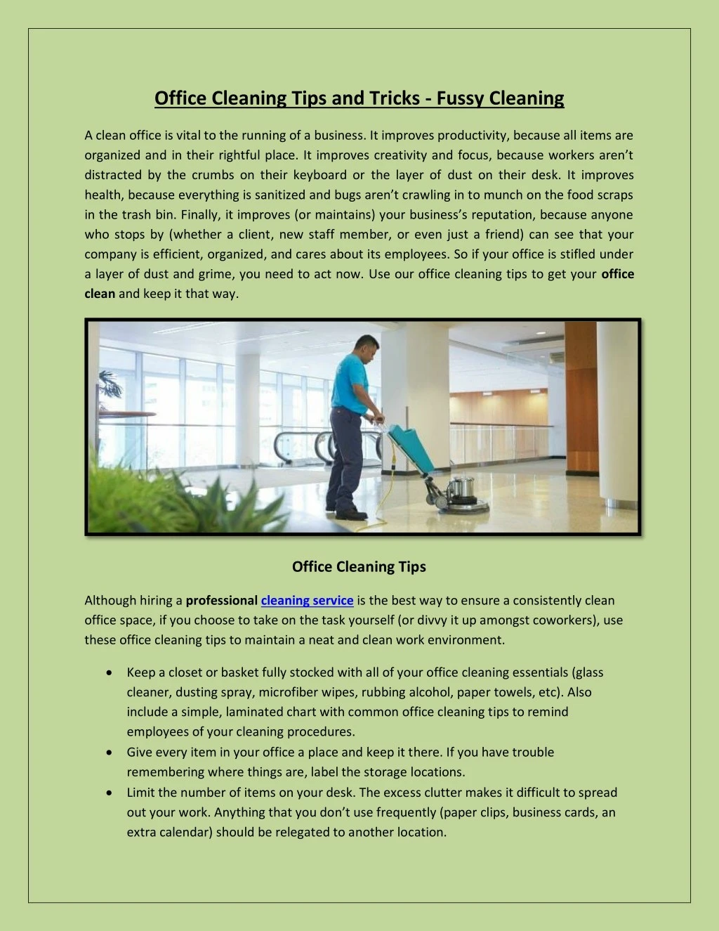 PPT - Office Cleaning Tips and Tricks - Fussy Cleaning PowerPoint ...