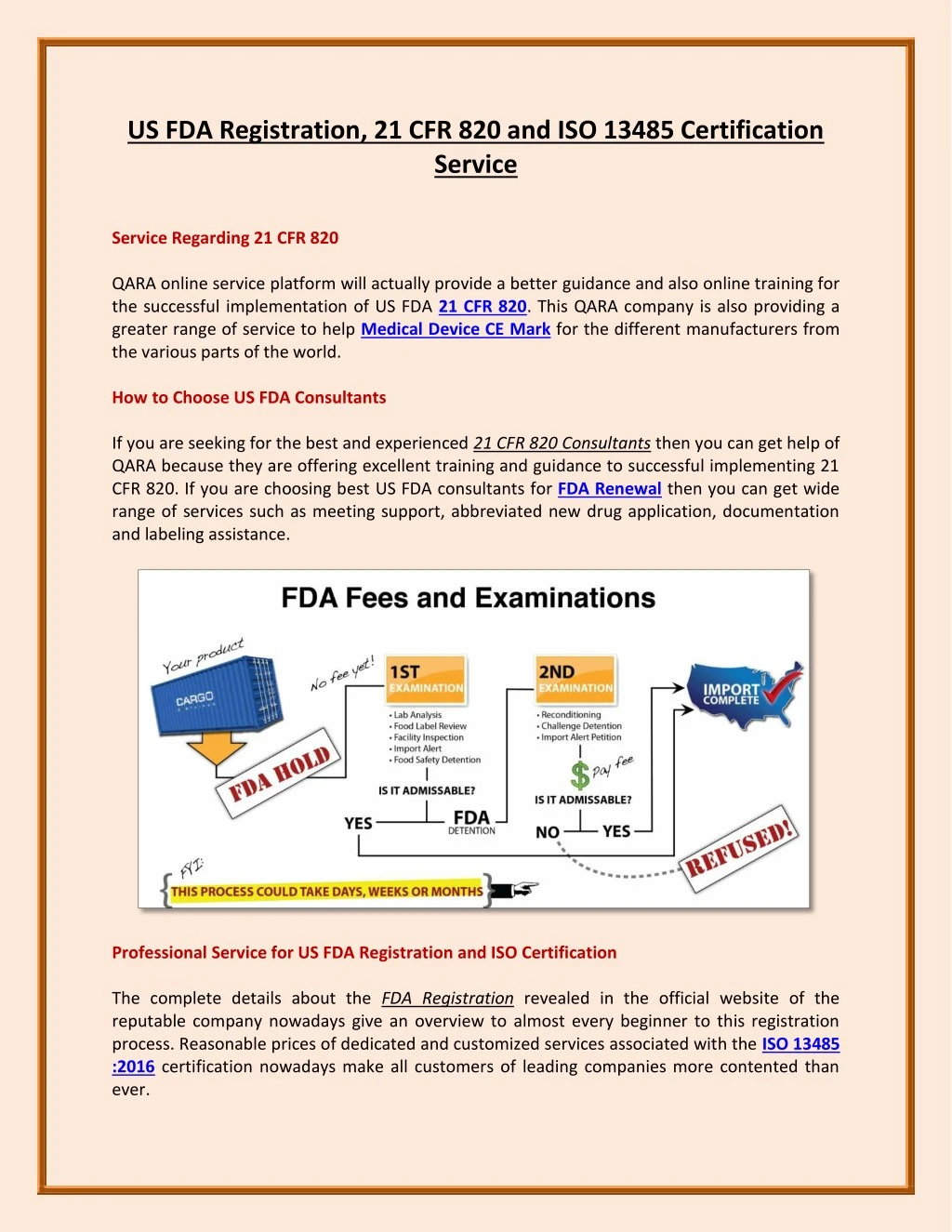 PPT - US FDA Registration, 21 CFR 820 And ISO 13485 Certification ...