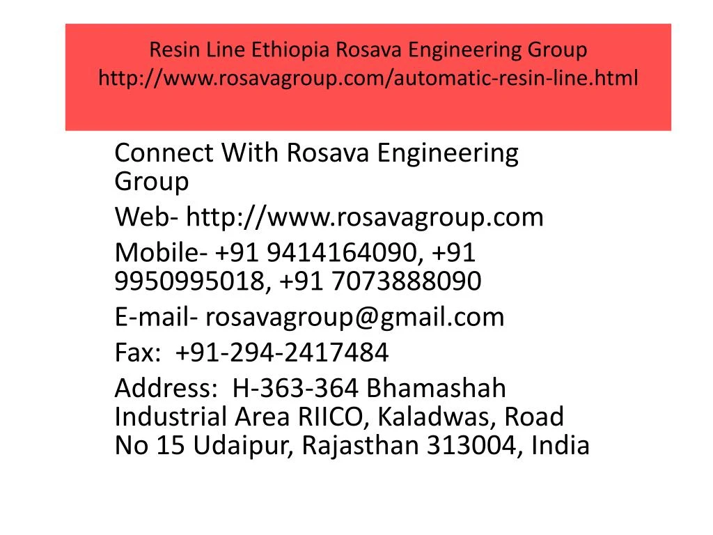 resin line ethiopia rosava engineering group http www rosavagroup com automatic resin line html n.