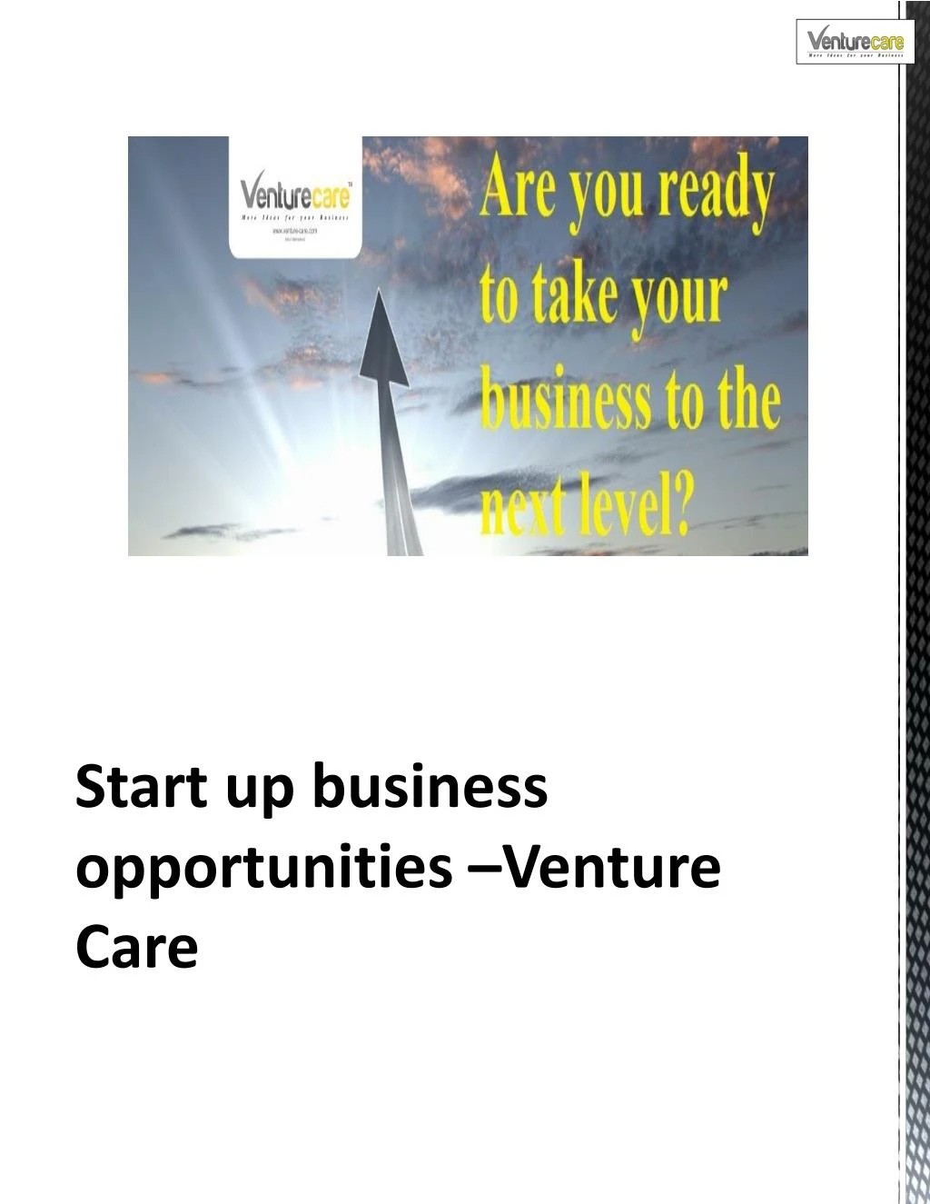 start up business opportunities venture care n.