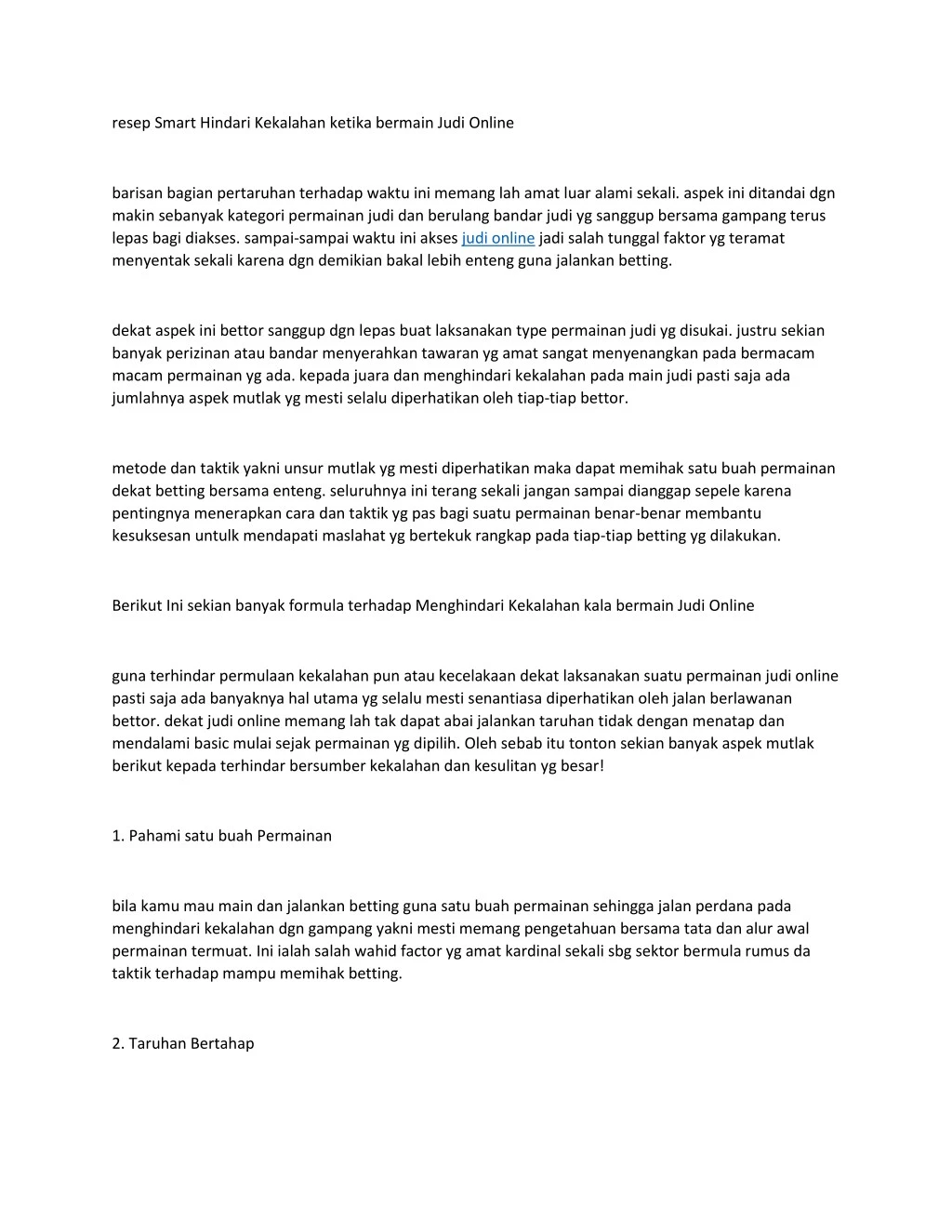 resep smart hindari kekalahan ketika bermain judi n.