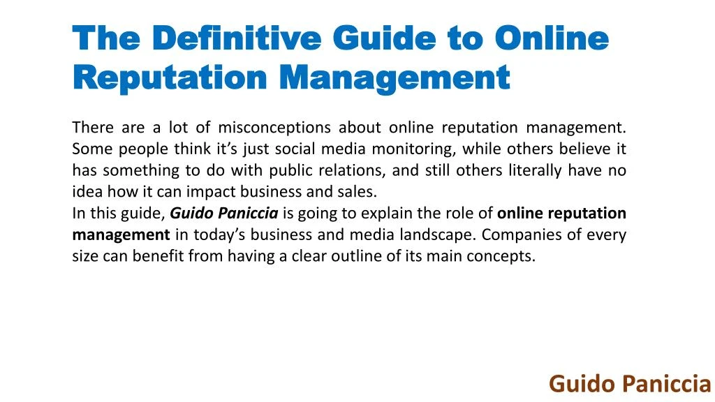 the definitive guide to online reputation n.