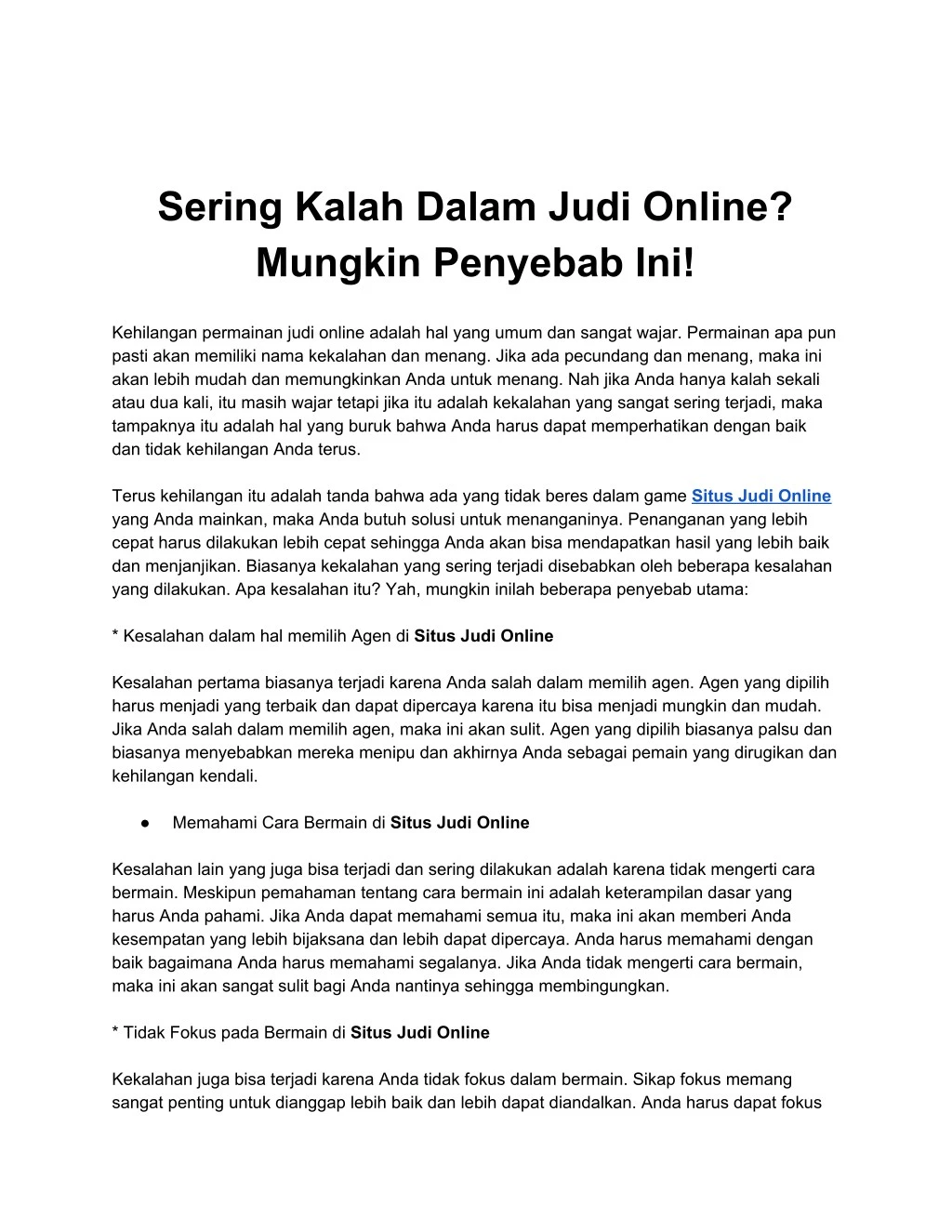 sering kalah dalam judi online mungkin penyebab n.
