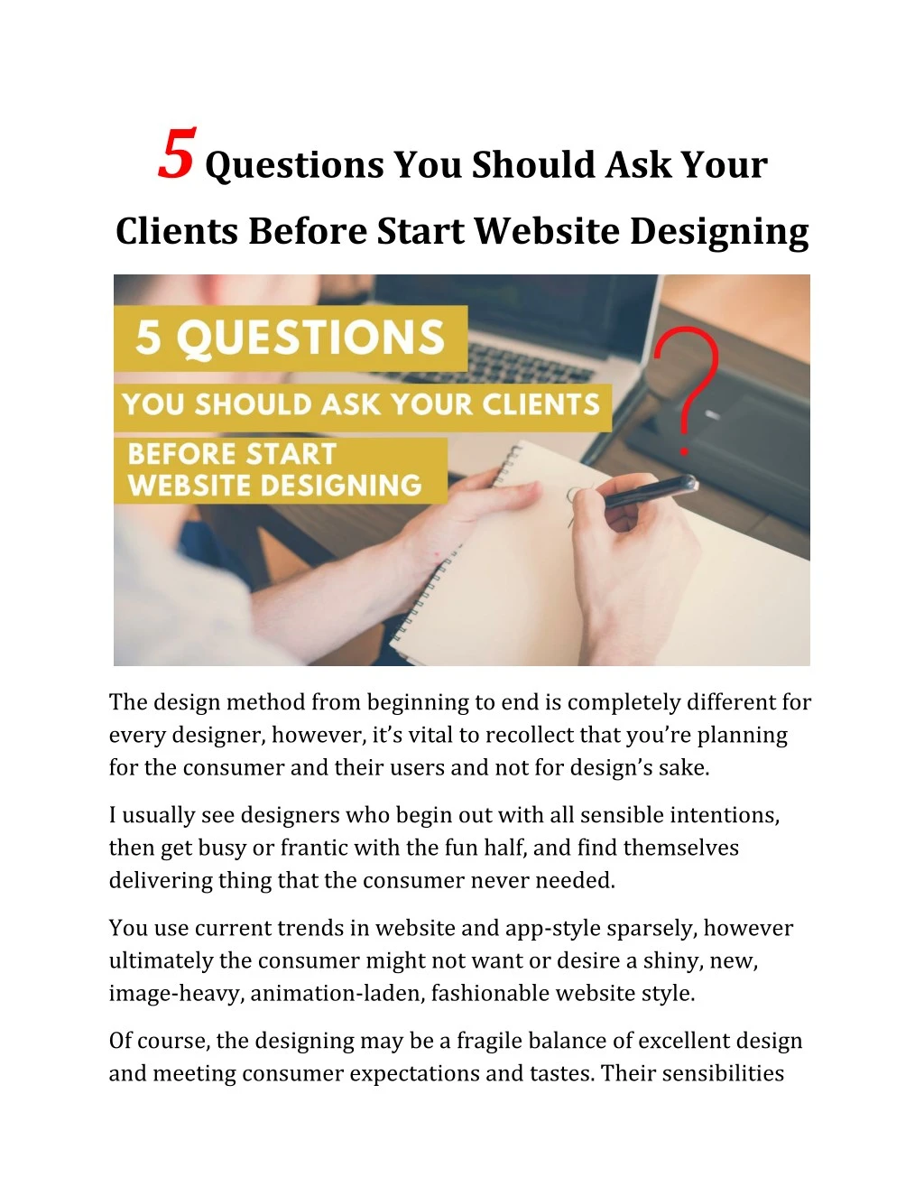 PPT - 5 Questions You Should Ask Your Clients Before Start Website ...