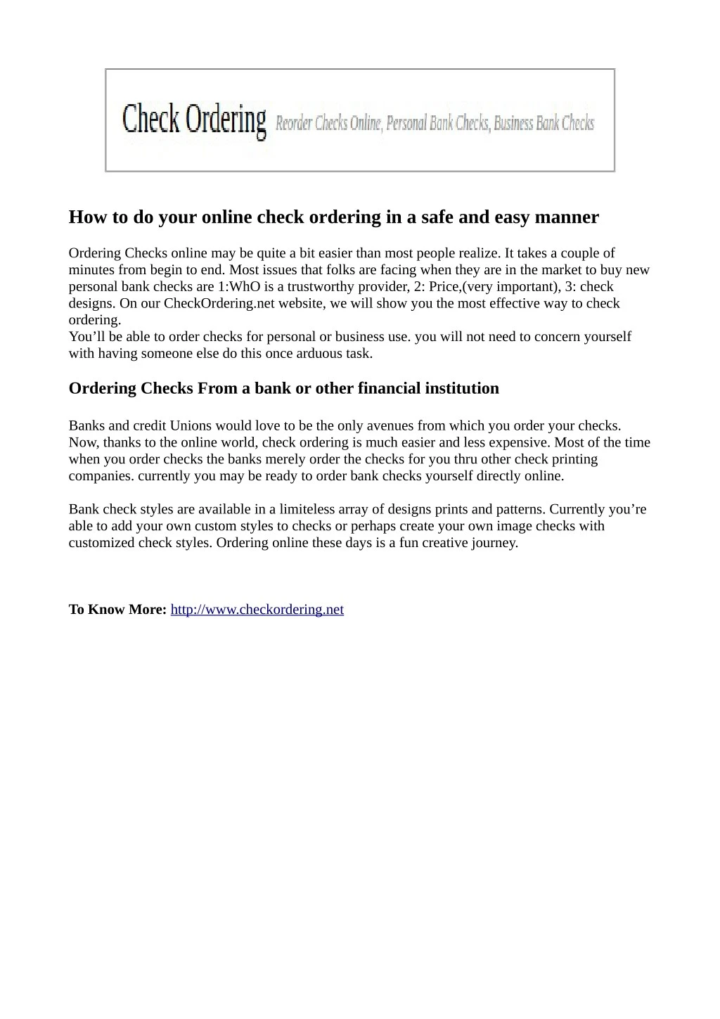 how to do your online check ordering in a safe n.