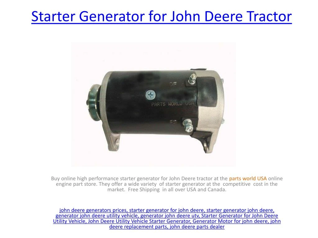 PPT Starter Generator for John Deere Utility Vehicle PowerPoint