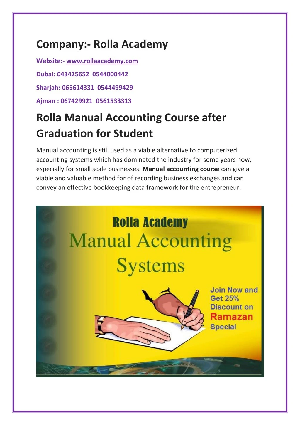 PPT Rolla Manual Accounting Course after Graduation PowerPoint