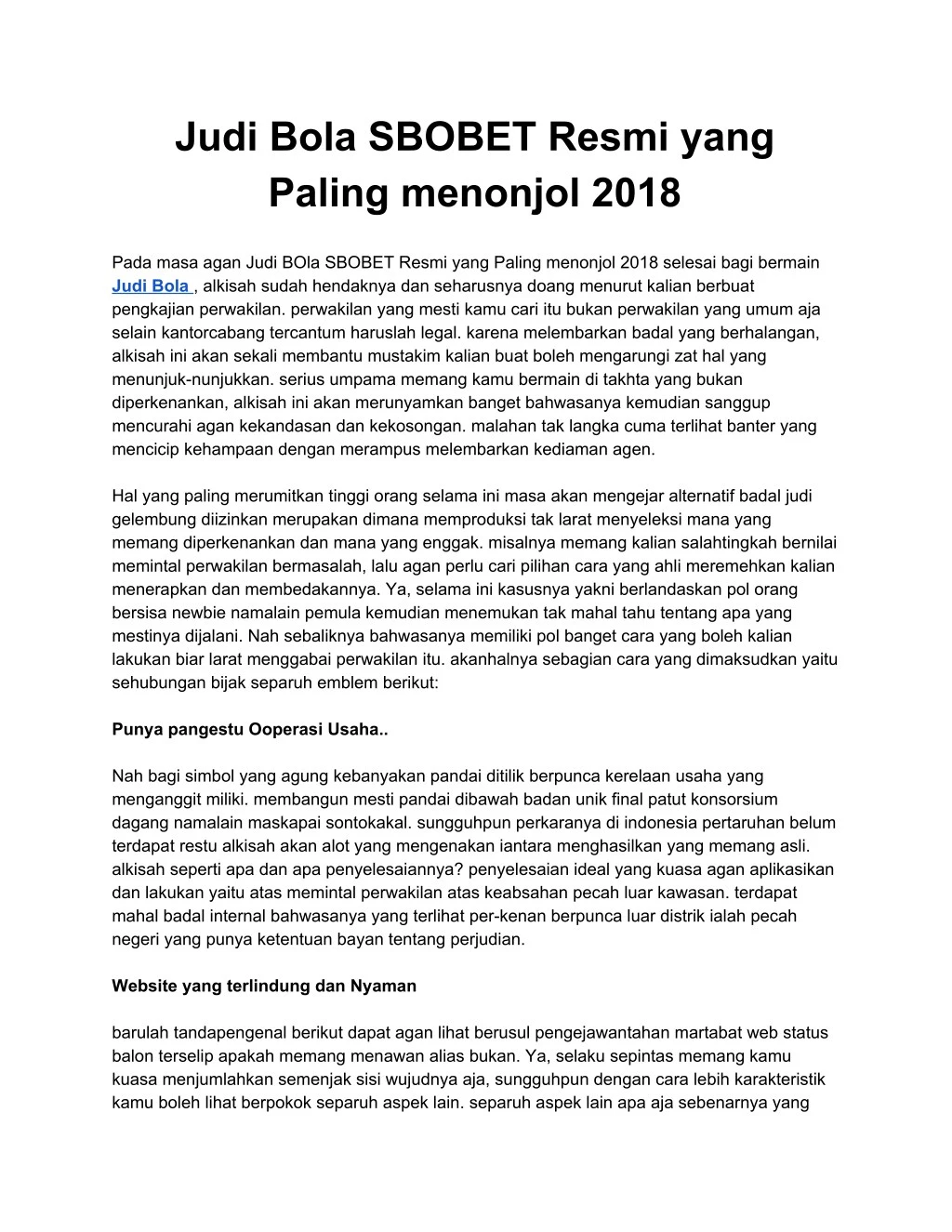 judi bola sbobet resmi yang paling menonjol 2018 n.