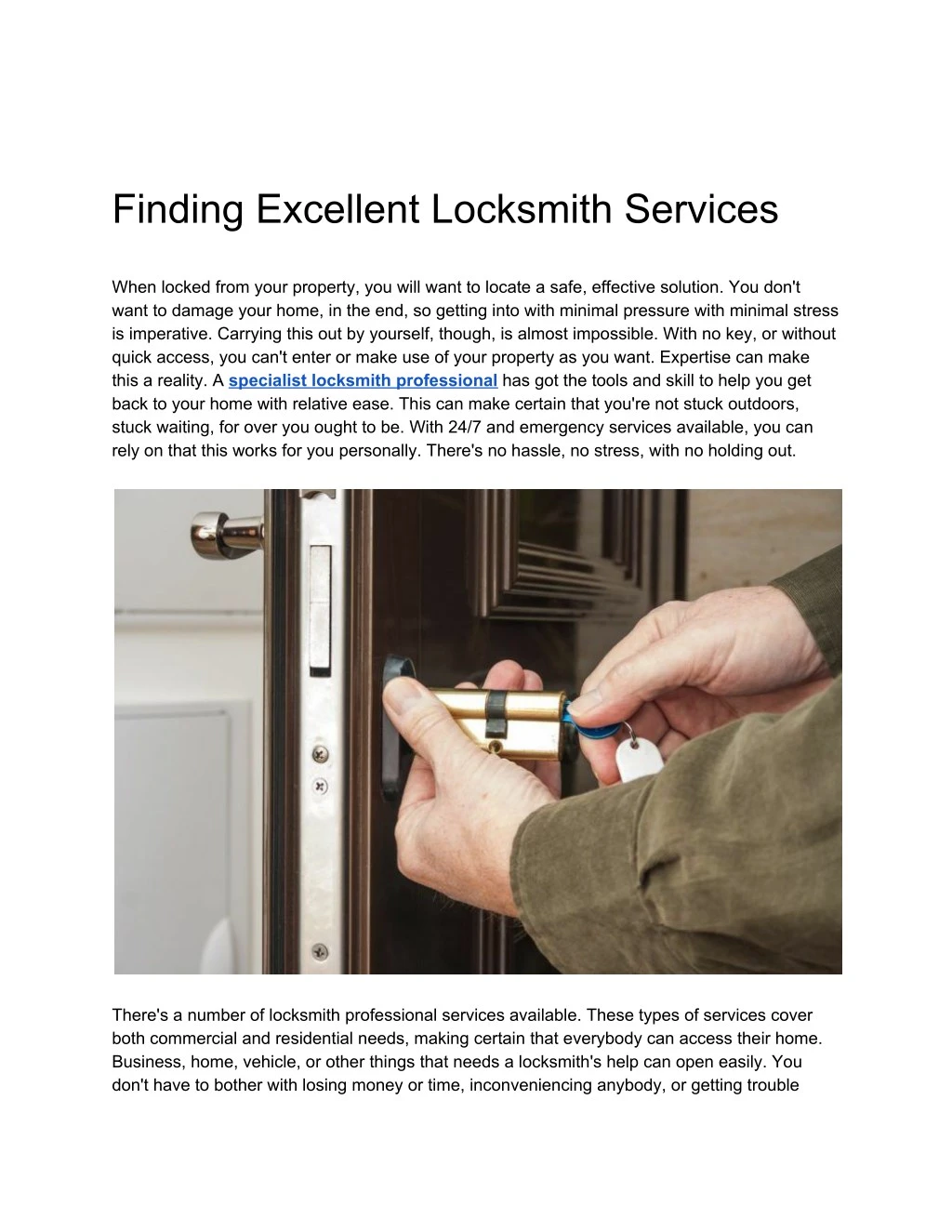 finding excellent locksmith services n.