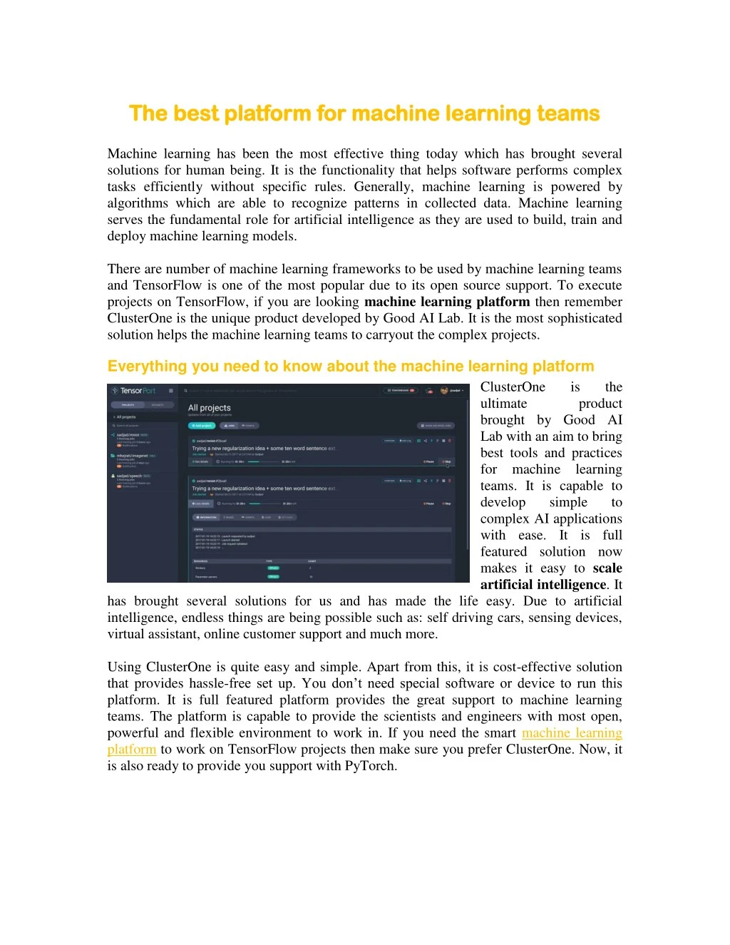 best platform for machine learning