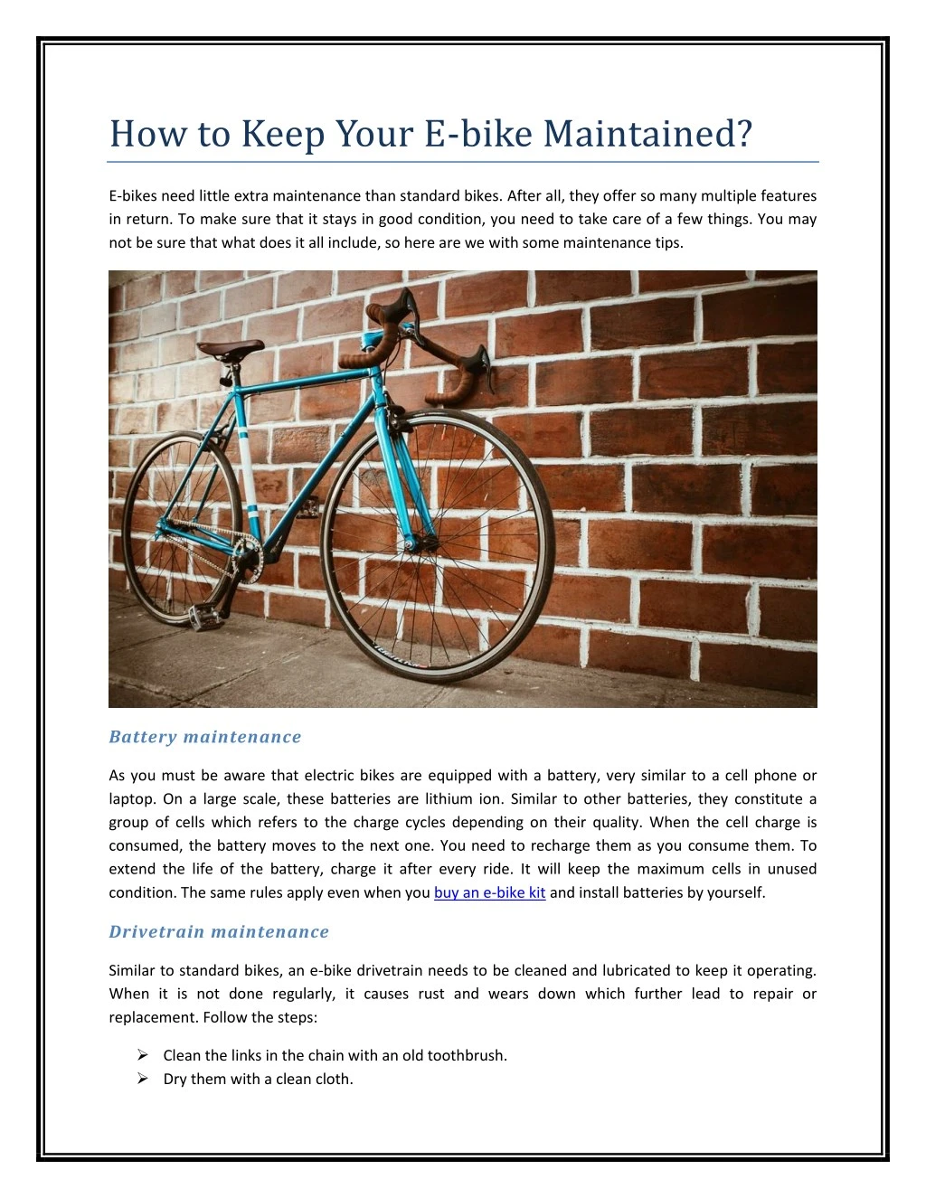 how to keep your e bike maintained n.