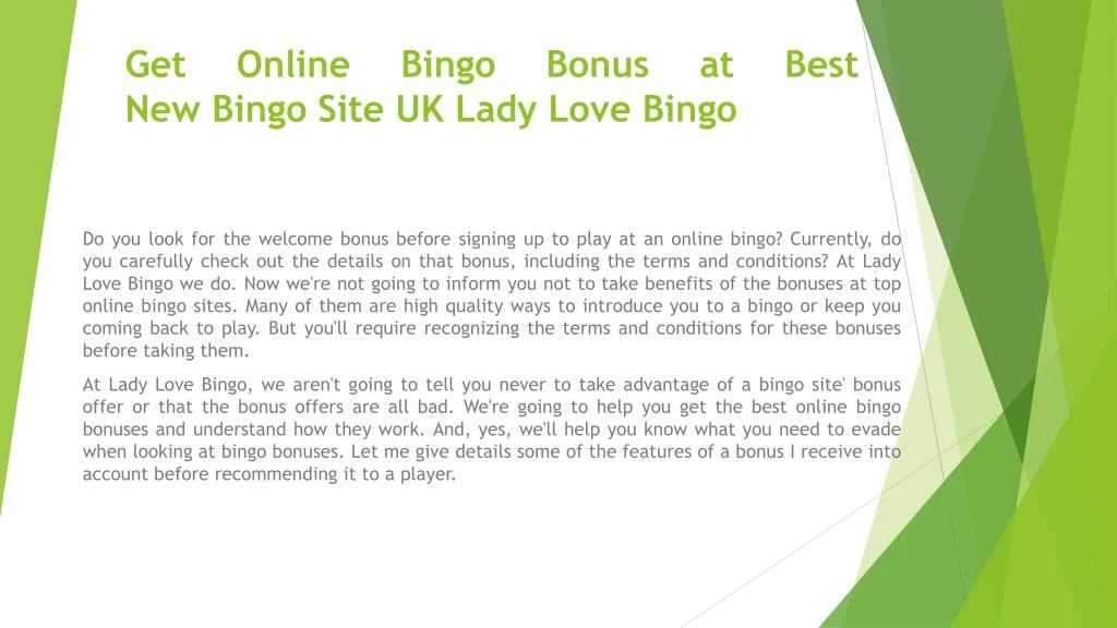 get online bingo bonus at best new bingo site uk lady love bingo n.