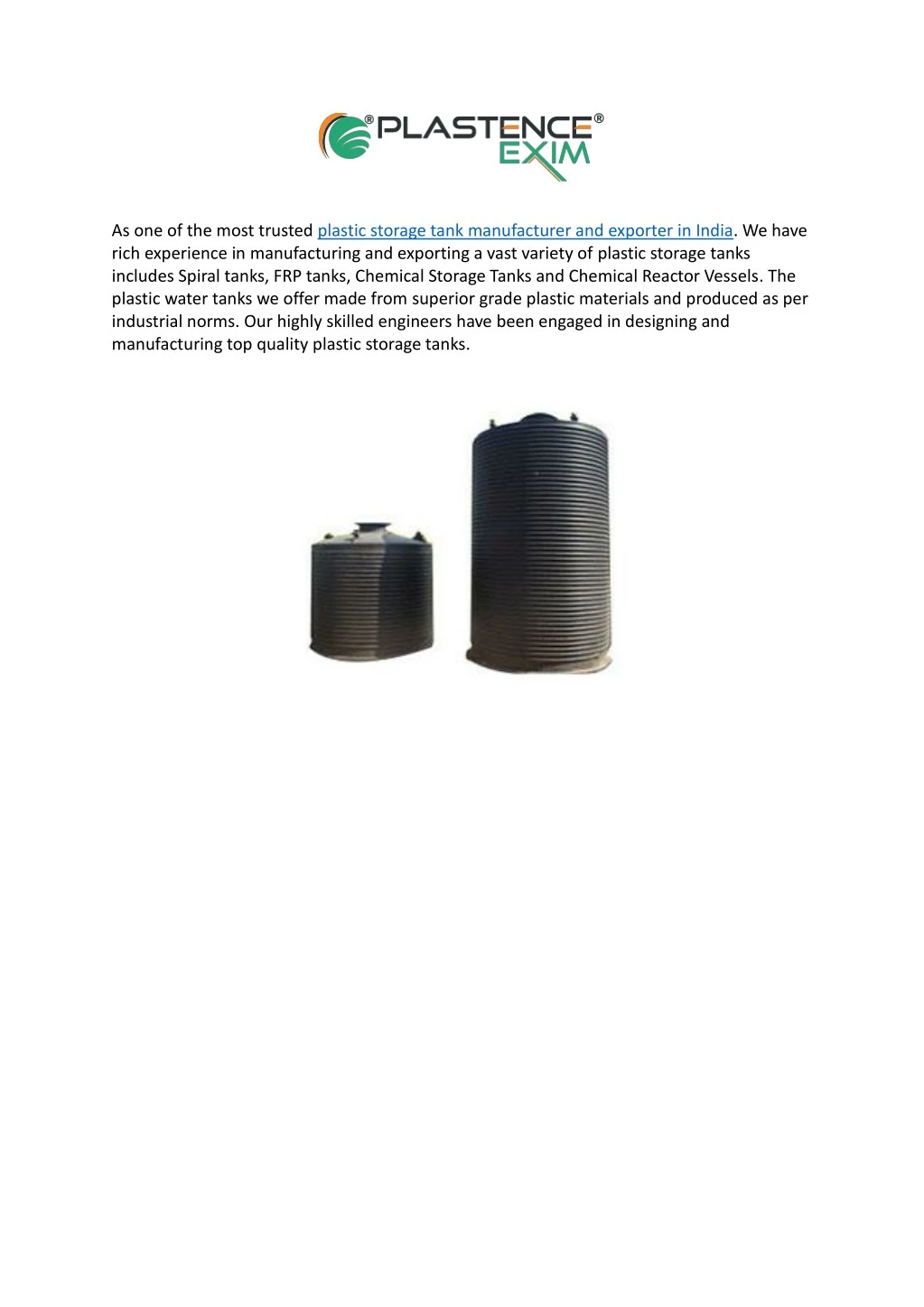 as one of the most trusted plastic storage tank n.