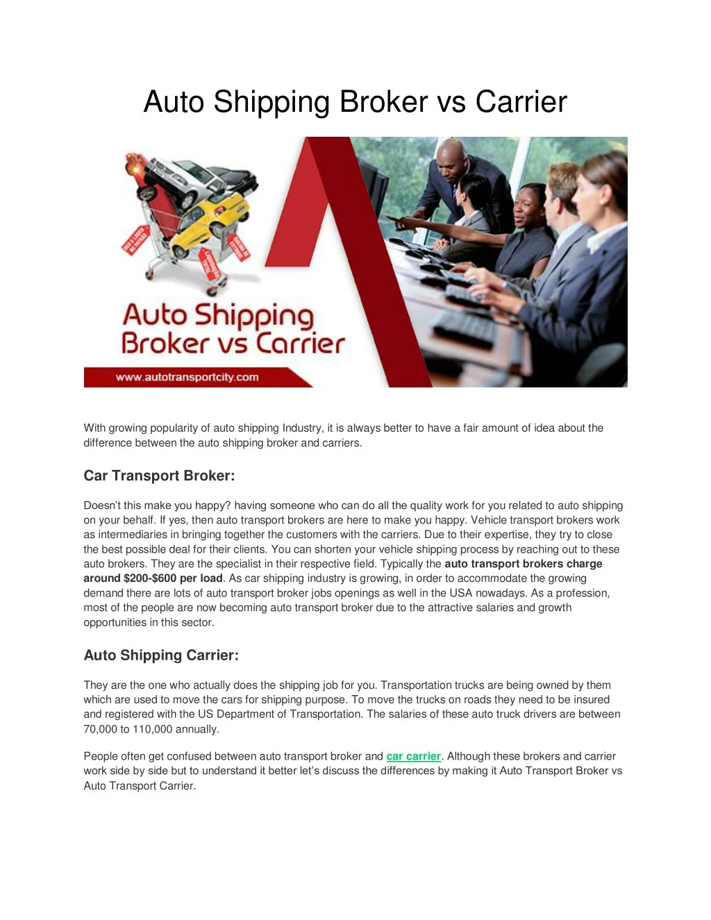 PPT Auto shipping broker vs carrier PowerPoint Presentation, free