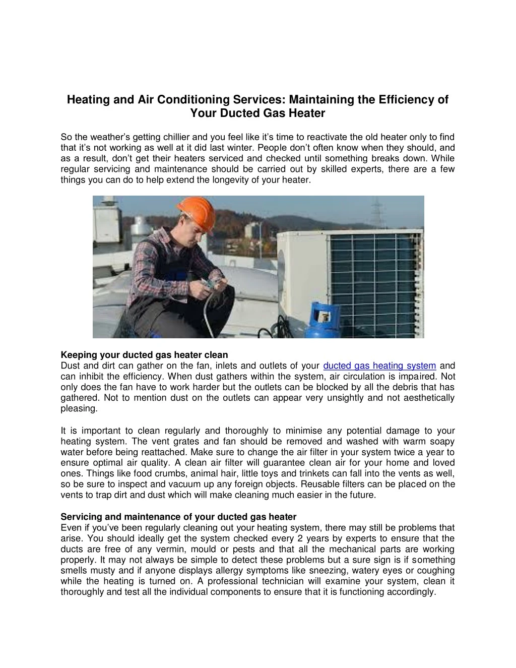 heating and air conditioning services maintaining n.
