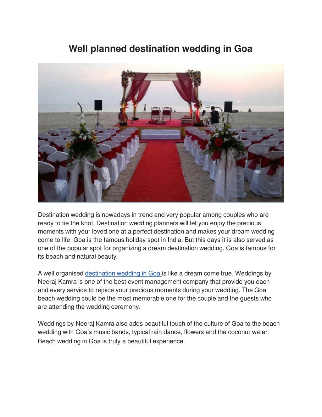 Ppt Destination Wedding Planner In Goa Powerpoint Presentation