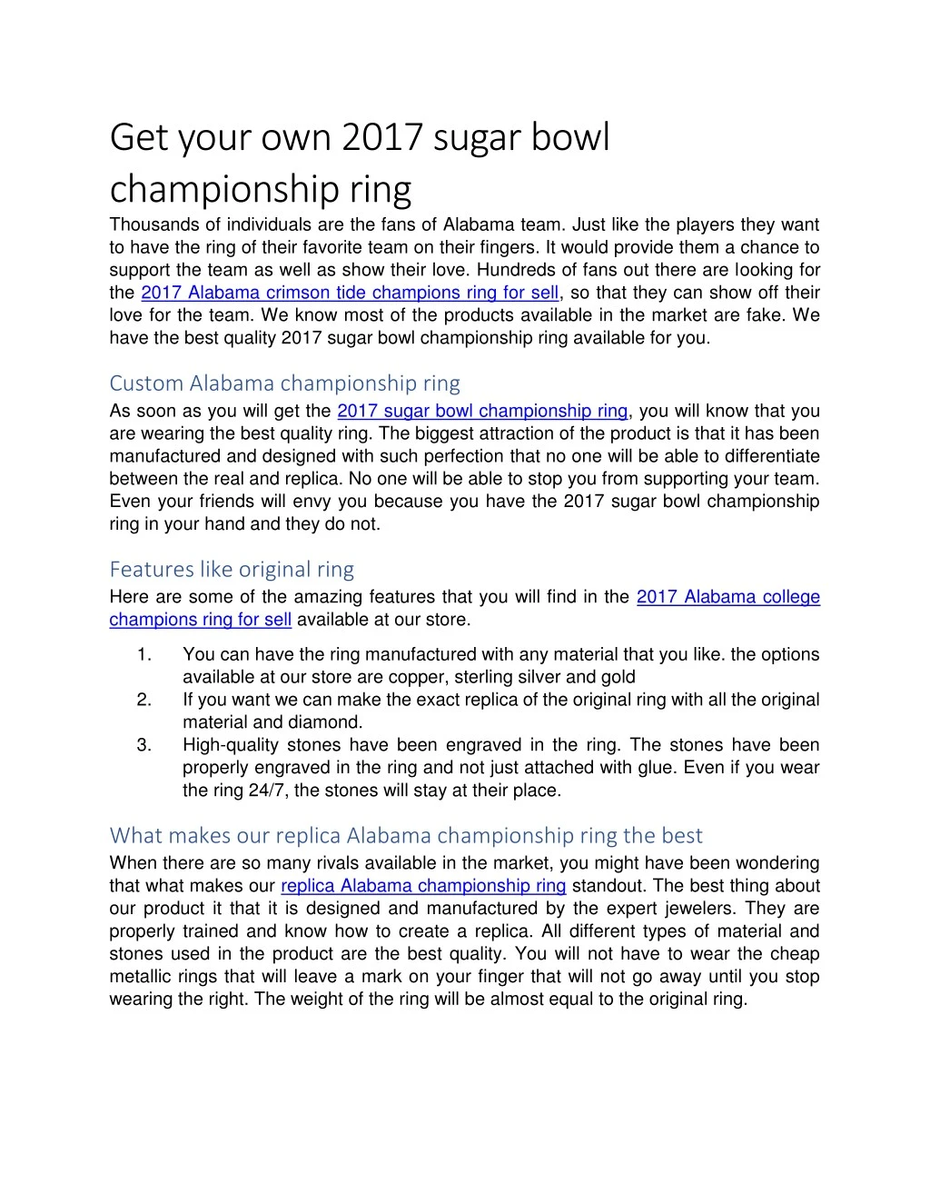 get your own 2017 sugar bowl championship ring n.