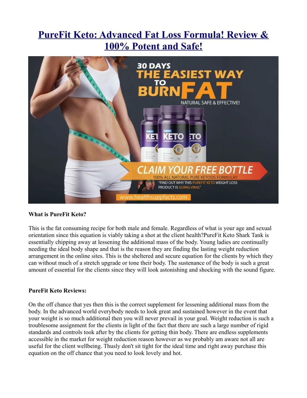 purefit keto advanced fat loss formula review n.