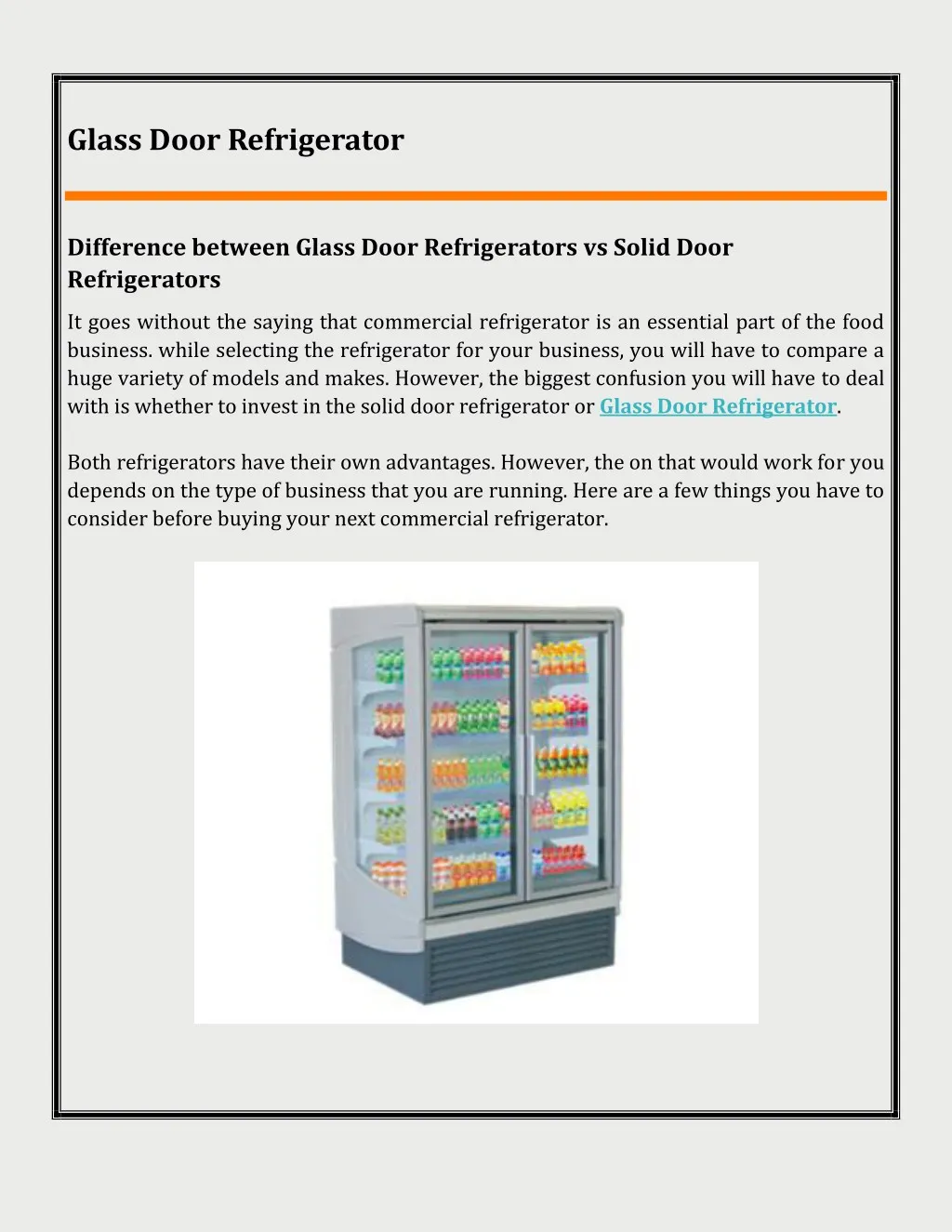 glass door refrigerator n.
