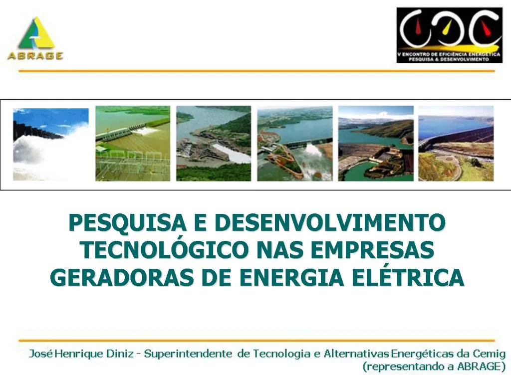 Ppt Pesquisa E Desenvolvimento Tecnol Gico Nas Empresas Geradoras De Energia El Trica