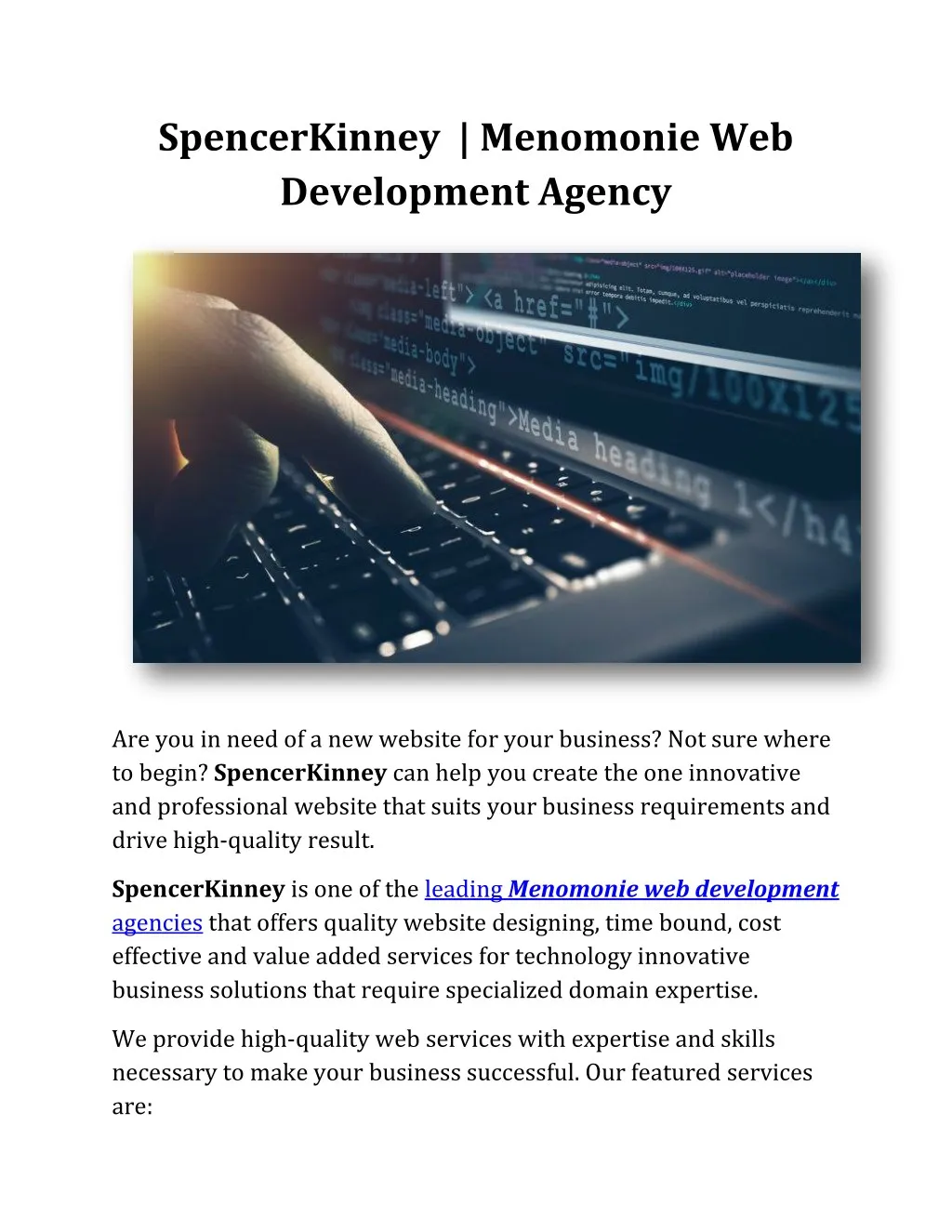 spencerkinney menomonie web development agency n.