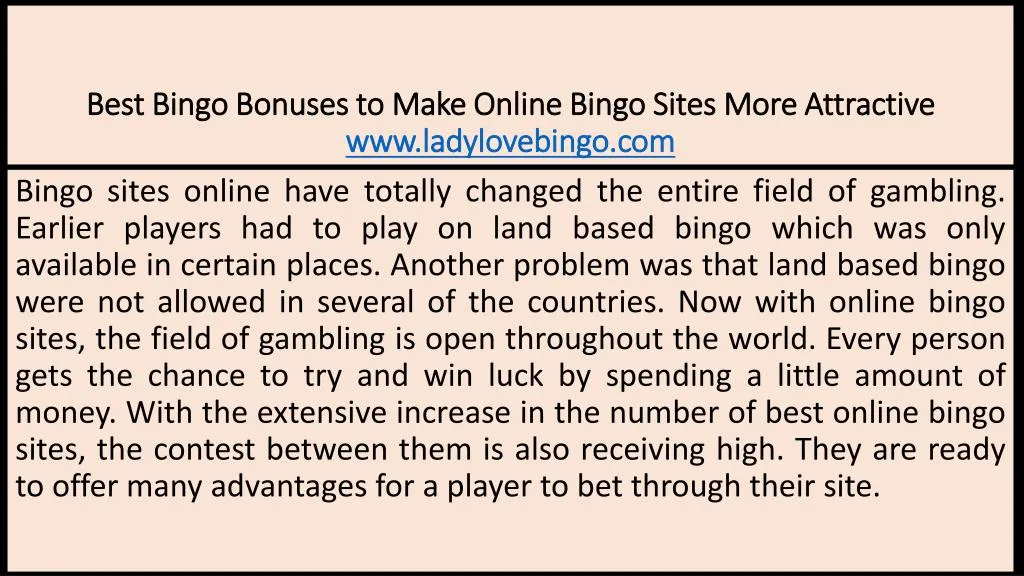 best bingo bonuses to make online bingo sites more attractive www ladylovebingo com n.