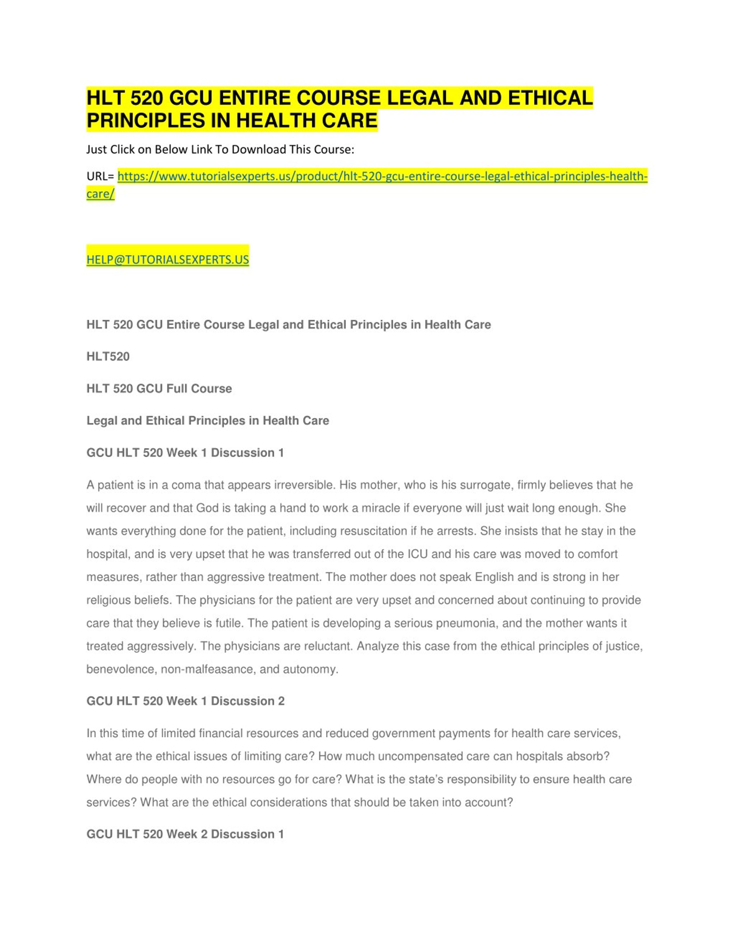 Ppt Hlt 520 Gcu Entire Course Legal And Ethical Principles In Health Care Powerpoint Presentation Id 7907254