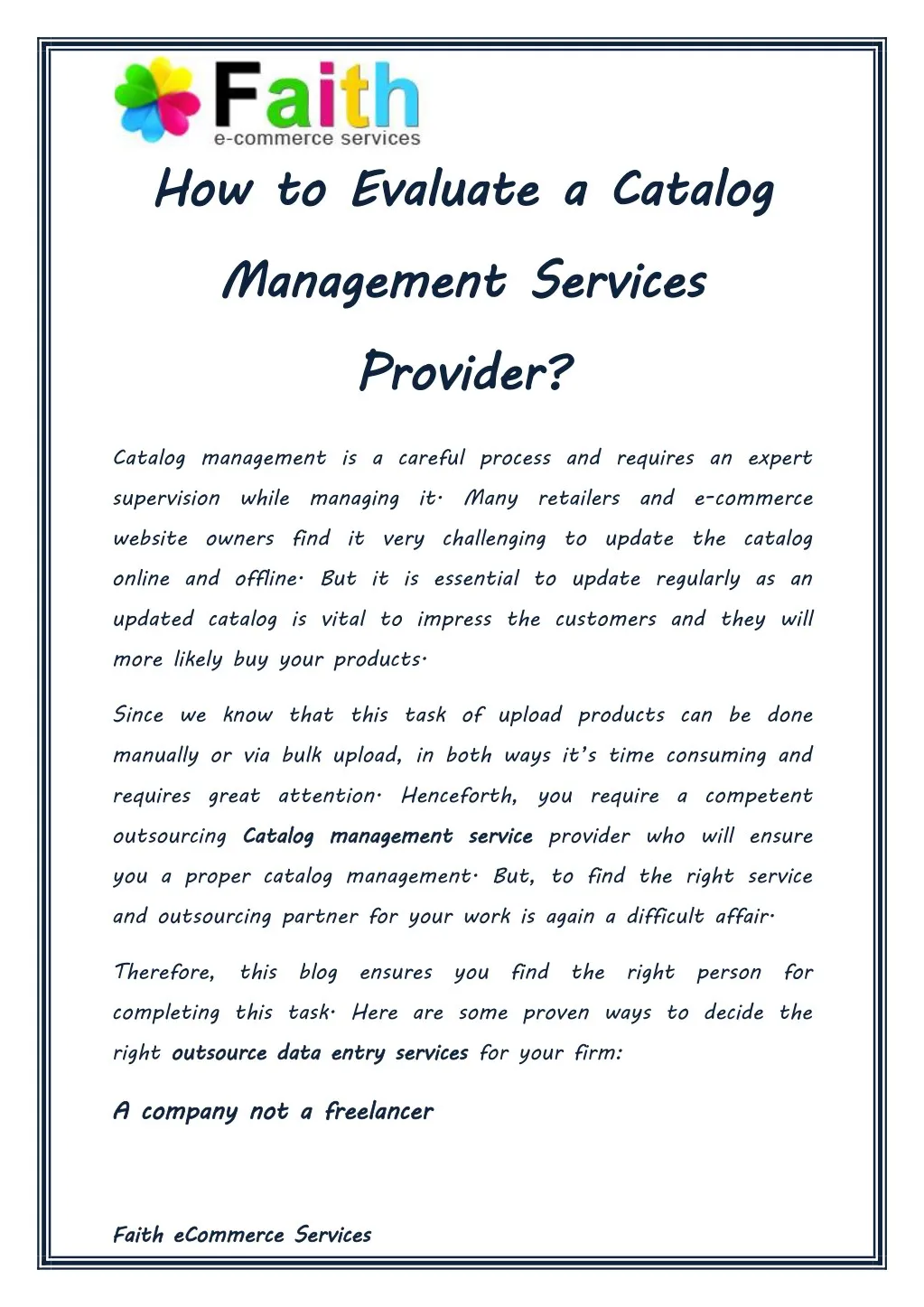 how to evaluate management services provider n.