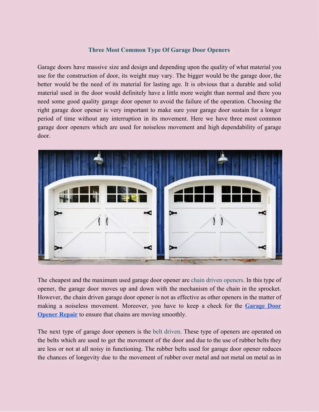 Ppt Three Most Common Type Of Garage Door Openers Powerpoint