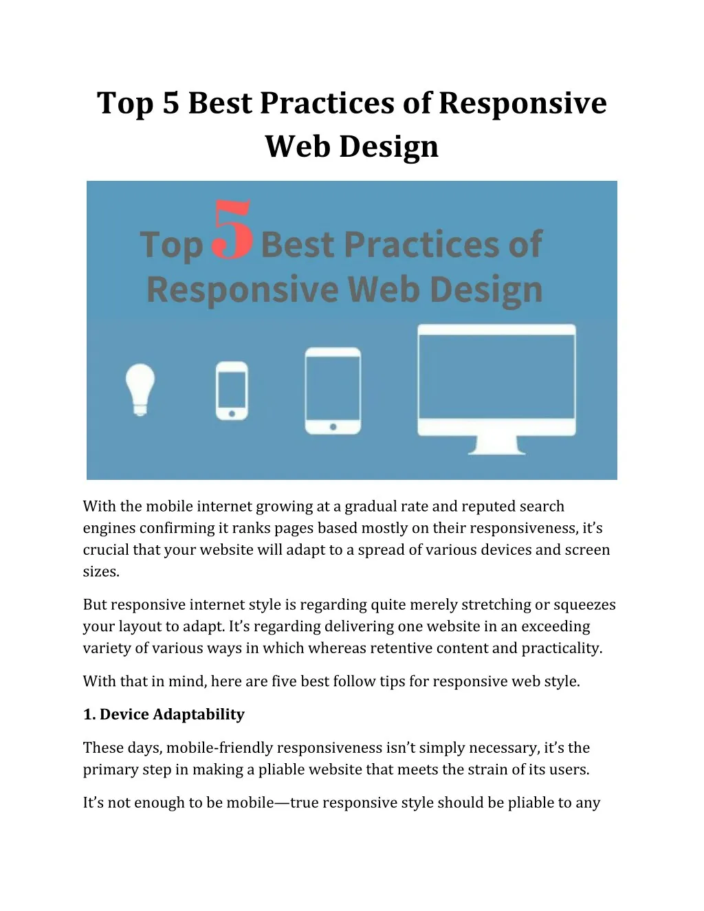 PPT - Top 5 Best Practices Of Responsive Web Design PowerPoint ...