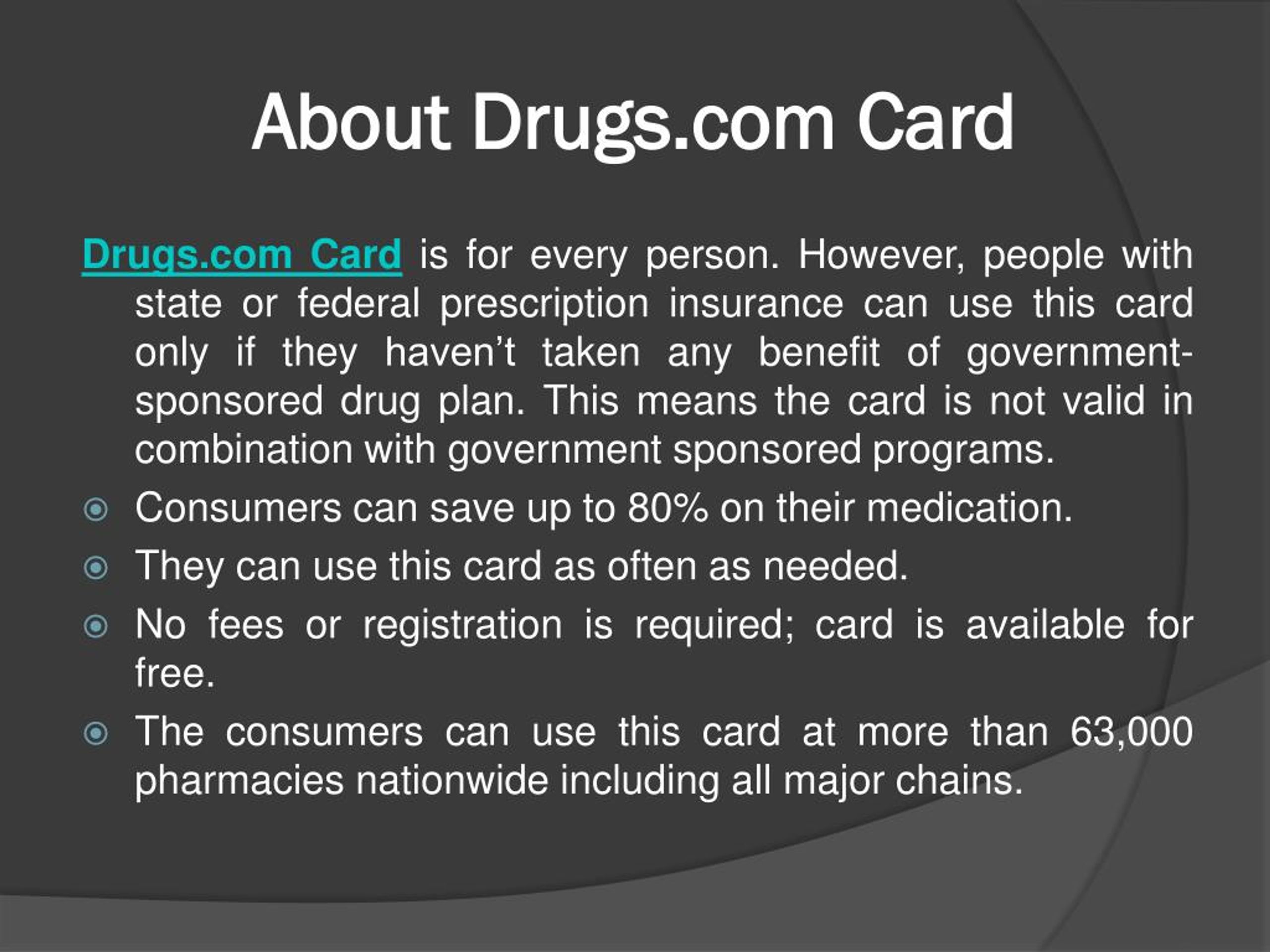 PPT Best Prescription Discount Cards In The US PowerPoint   About Drugs Com Card L 