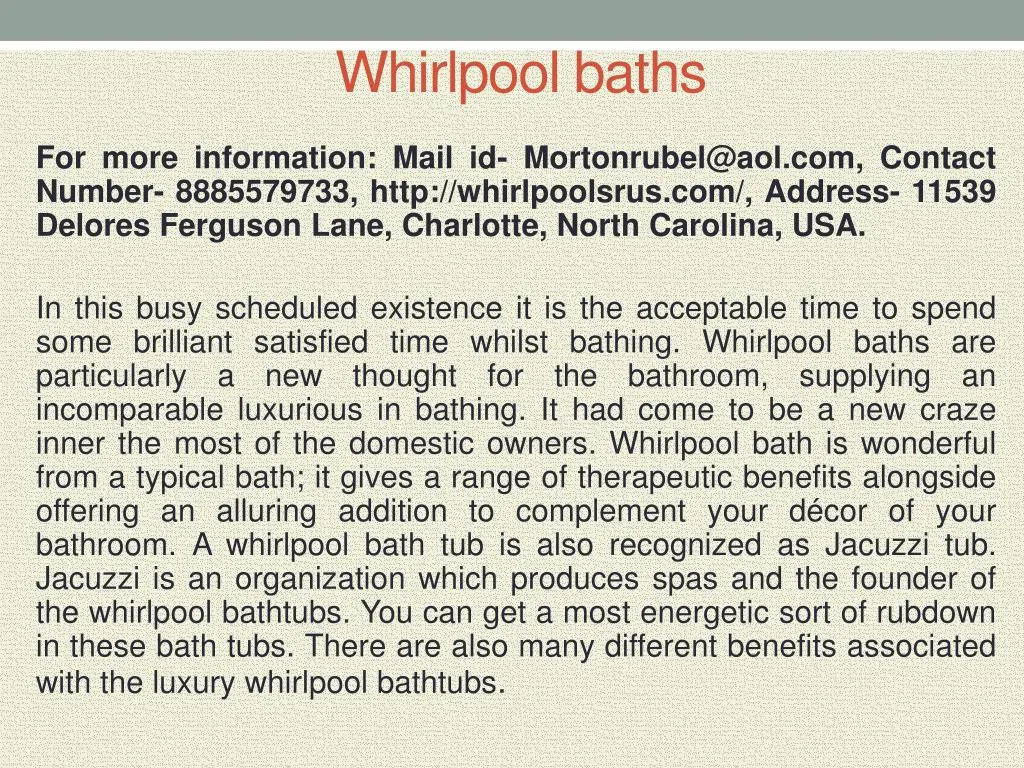 PPT - Whirlpool baths PowerPoint Presentation, free download - ID:7911849
