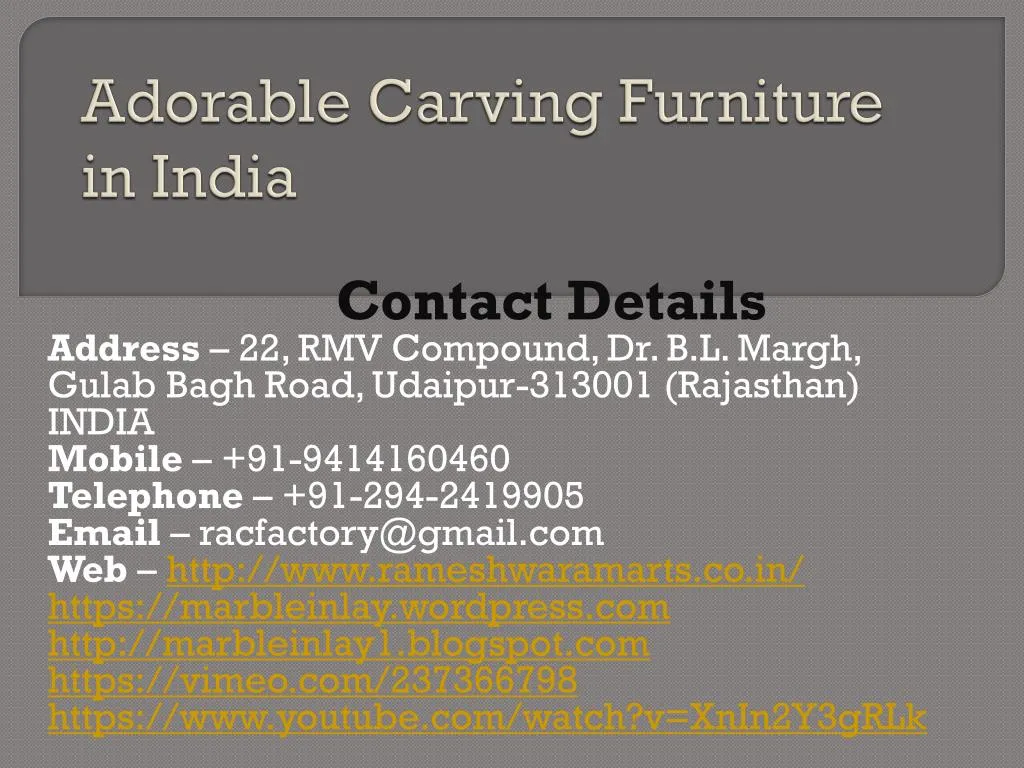 adorable carving furniture in india n.