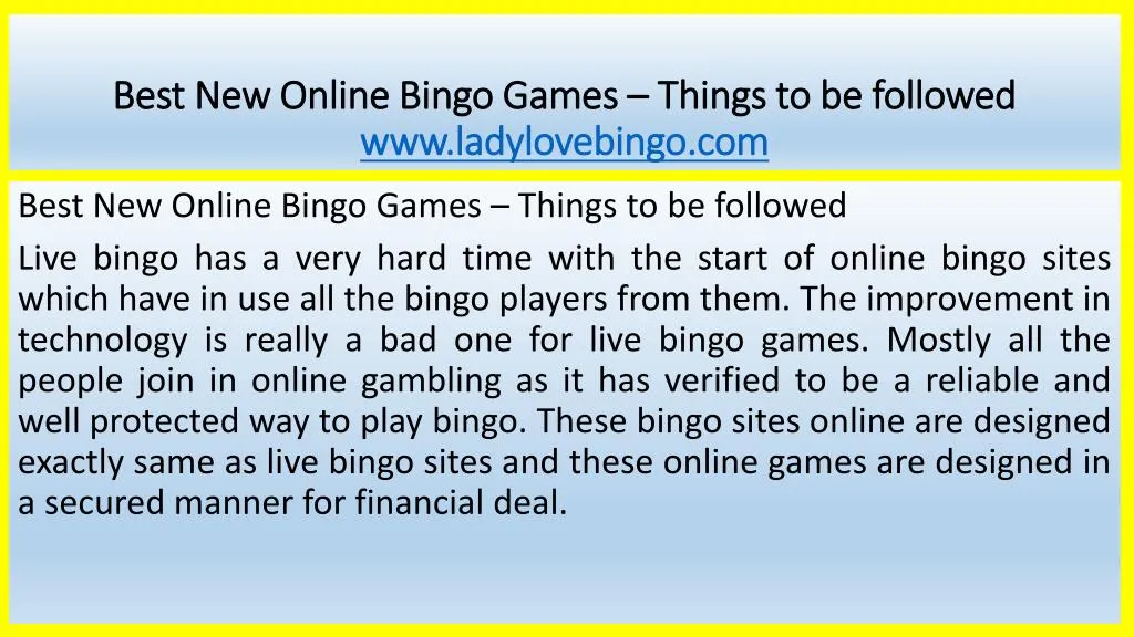 best new online bingo games things to be followed www ladylovebingo com n.